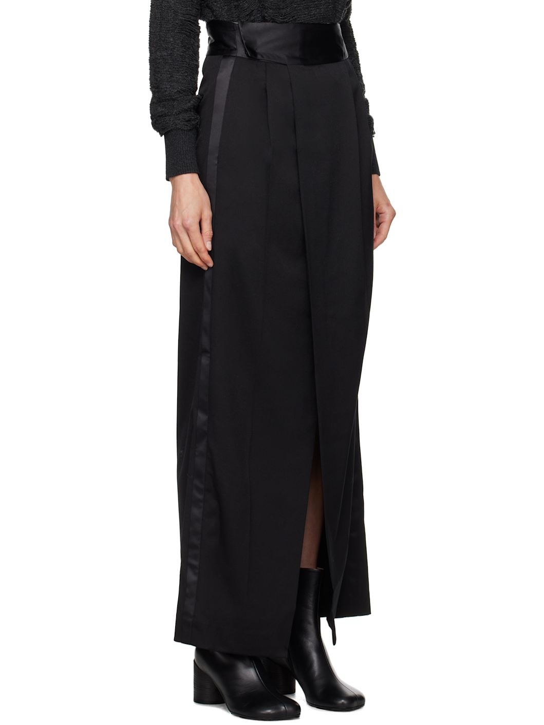 Black Wrap Maxi Skirt - 2