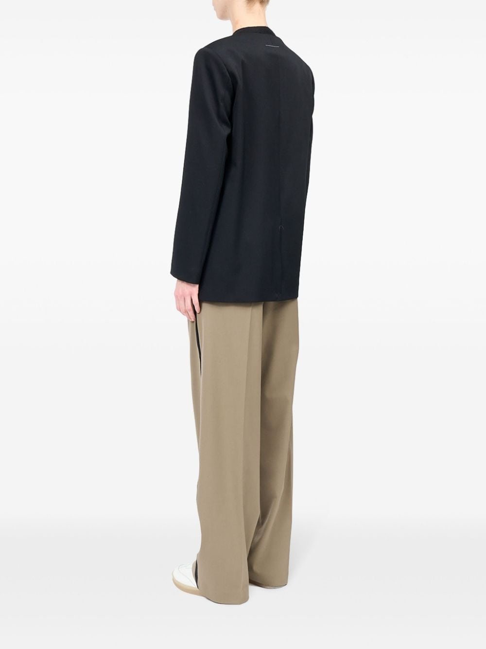 collarless single-breasted blazer - 6