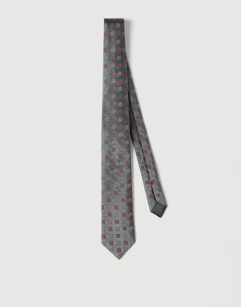 Silk tie with squares pattern 1