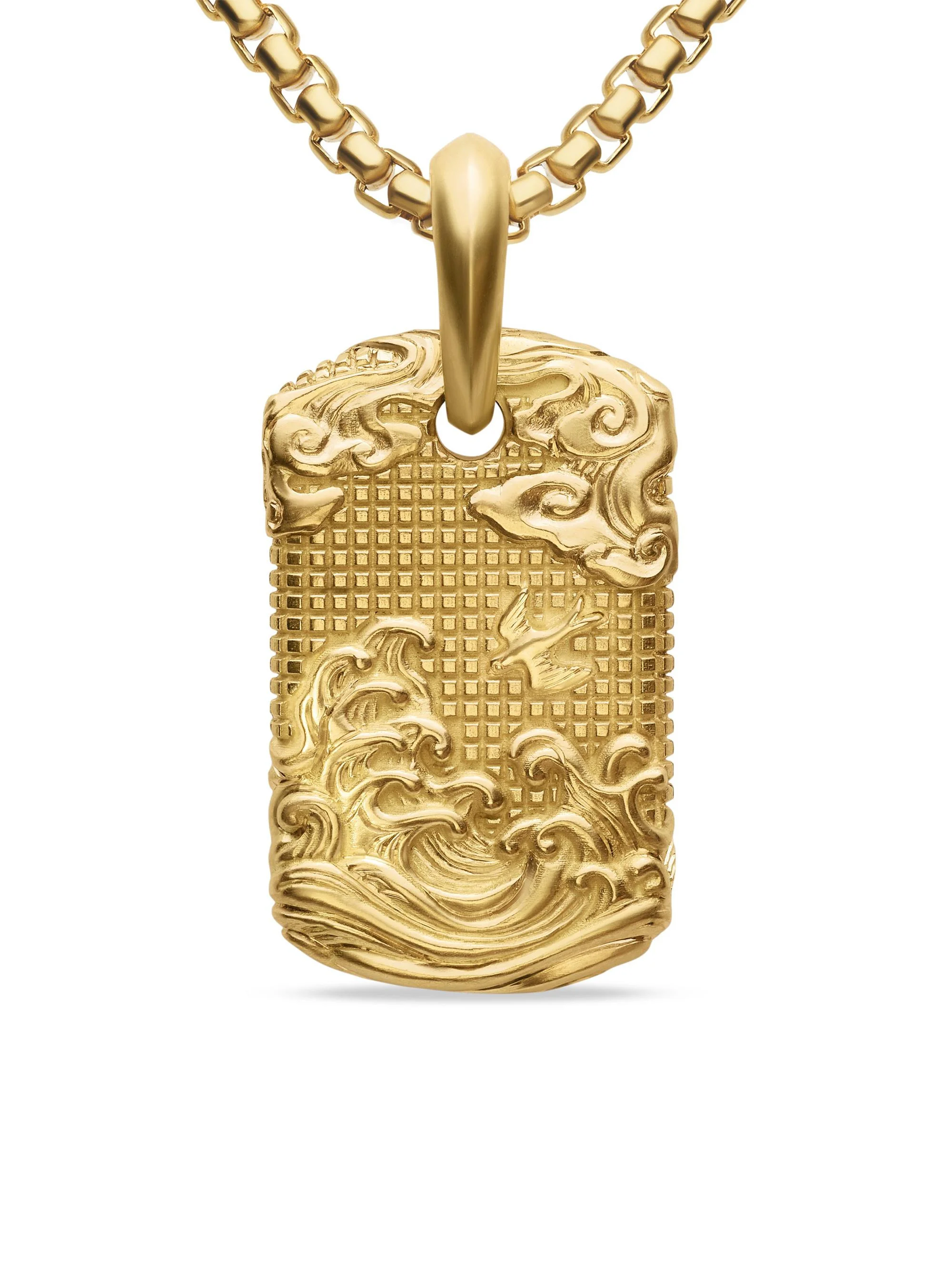 Men's Waves Tag in 18K Yellow Gold, 27MM - Gold - 1