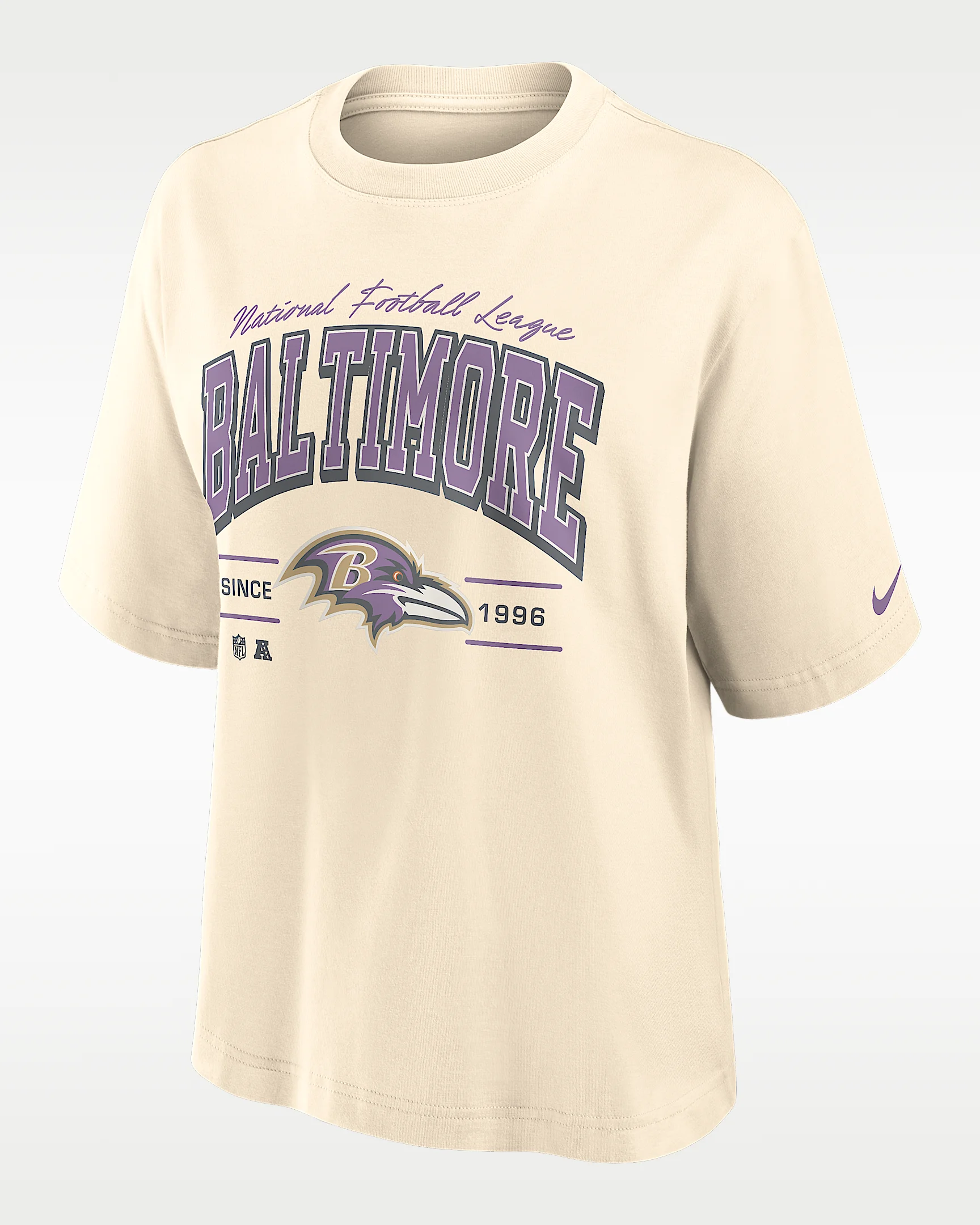 Baltimore Ravens Vintage Mod Boxy Women's Nike NFL T-Shirt - 1