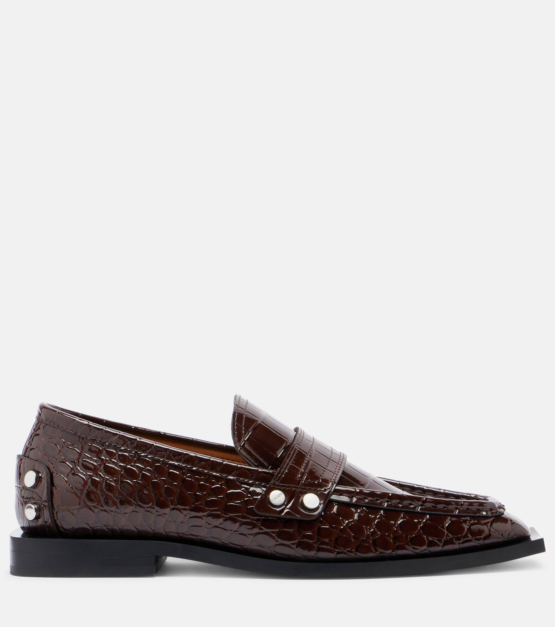 Studs faux leather loafers - 4