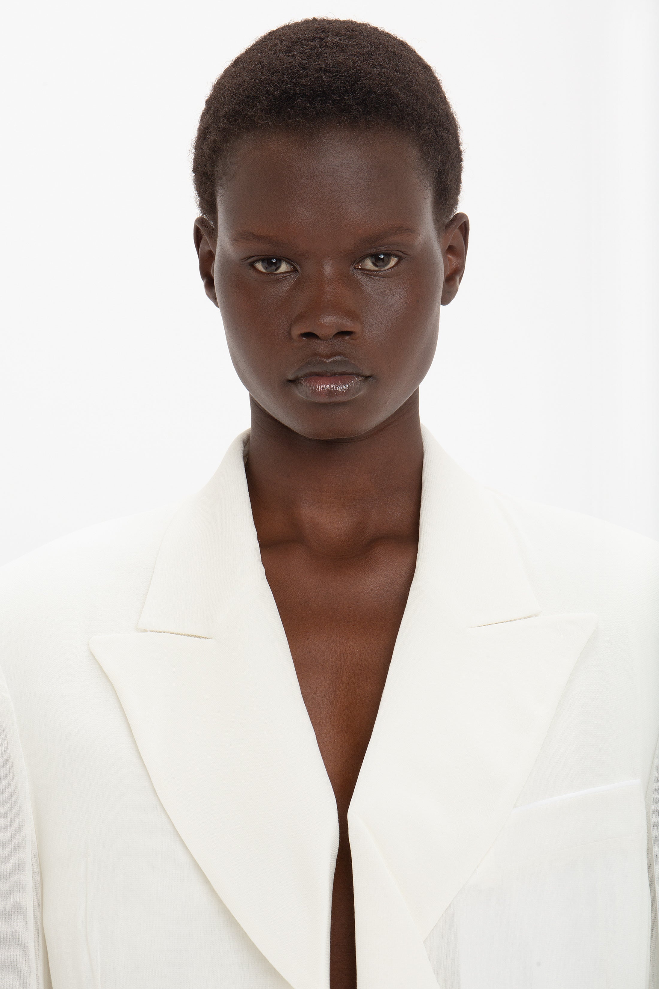 Fold Detail Tailored Jacket In White - 6