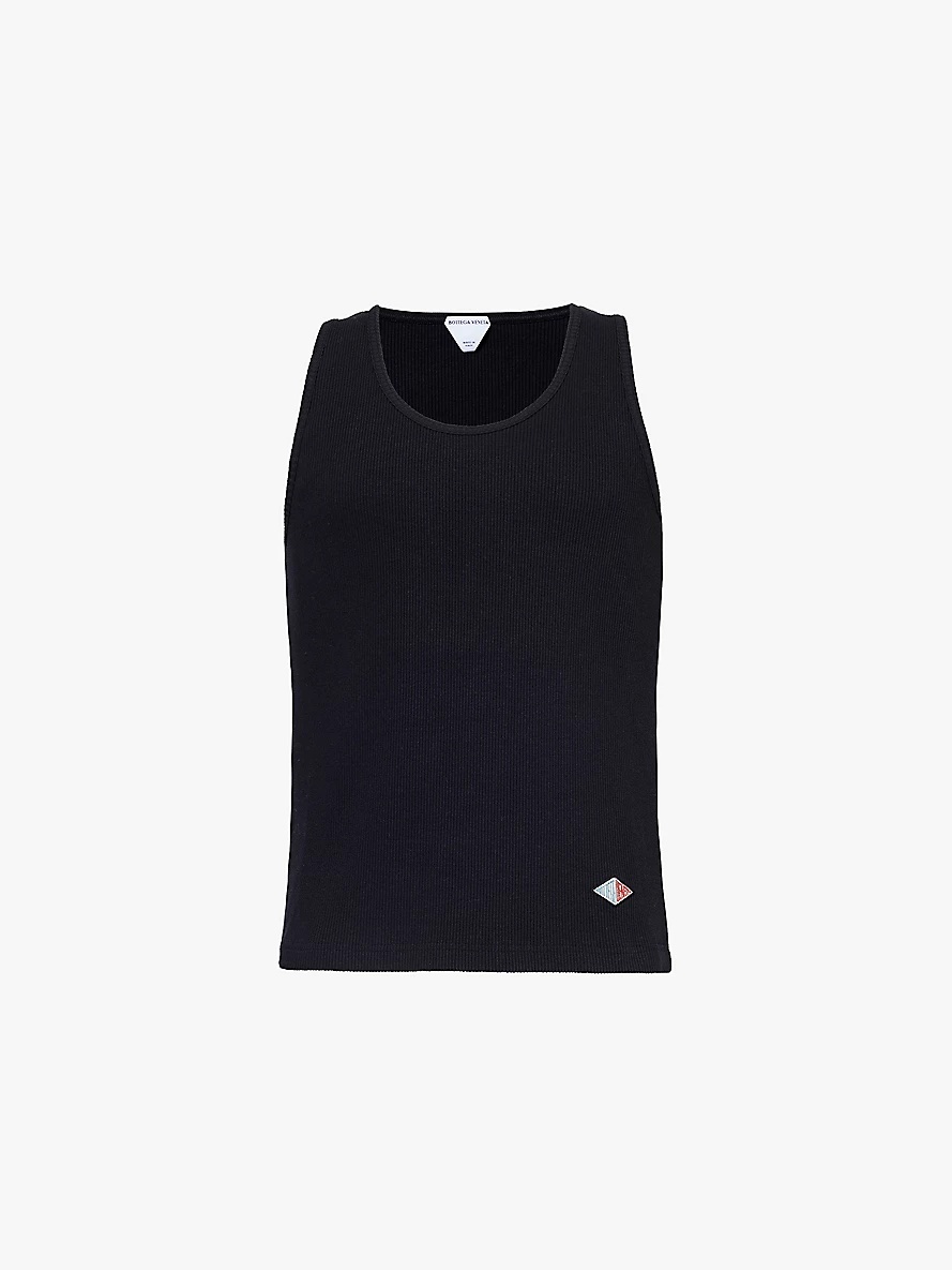 Brand-patch sleeveless stretch-cotton top - 1