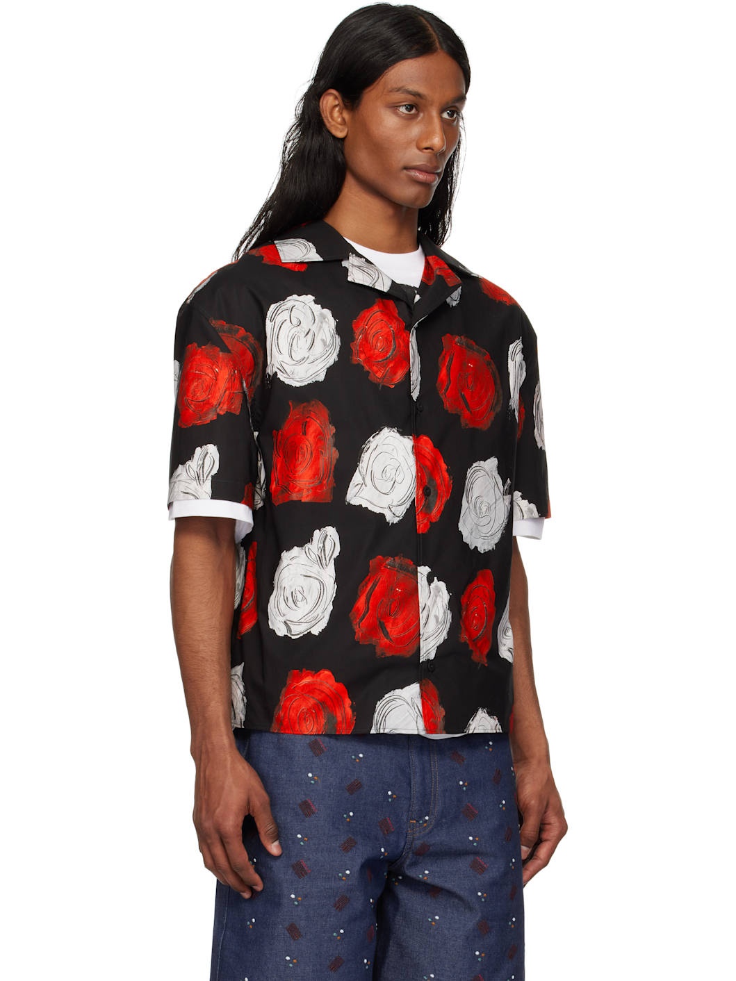 Black Mercury Print Poplin Bowling Shirt - 2