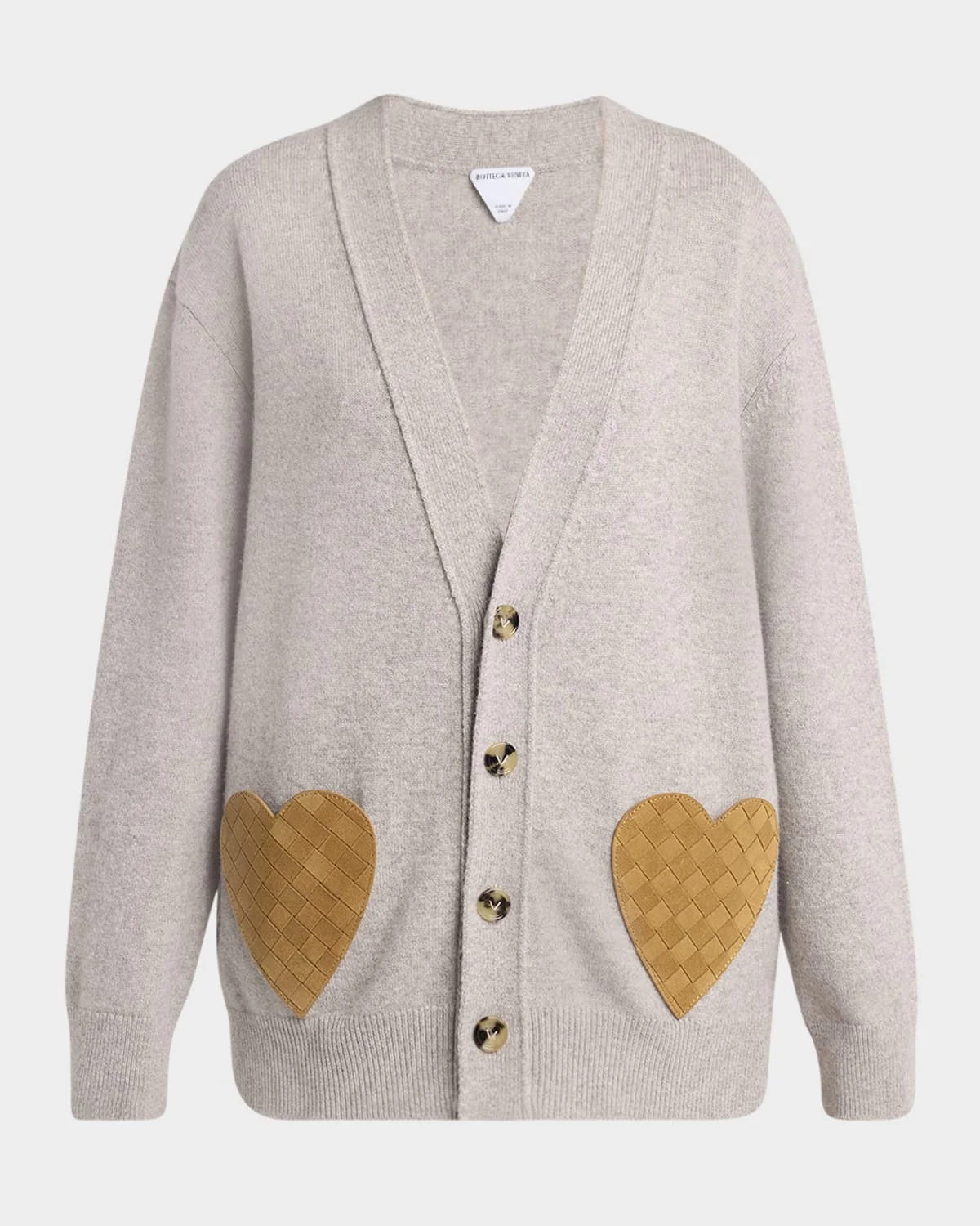 Intrecciato Suede Pocket Cashmere Cardigan - 1