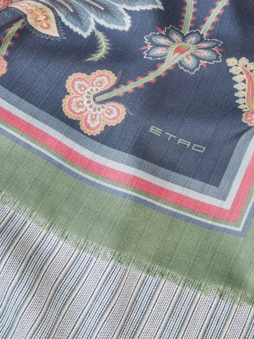 frayed floral-print scarf - 4