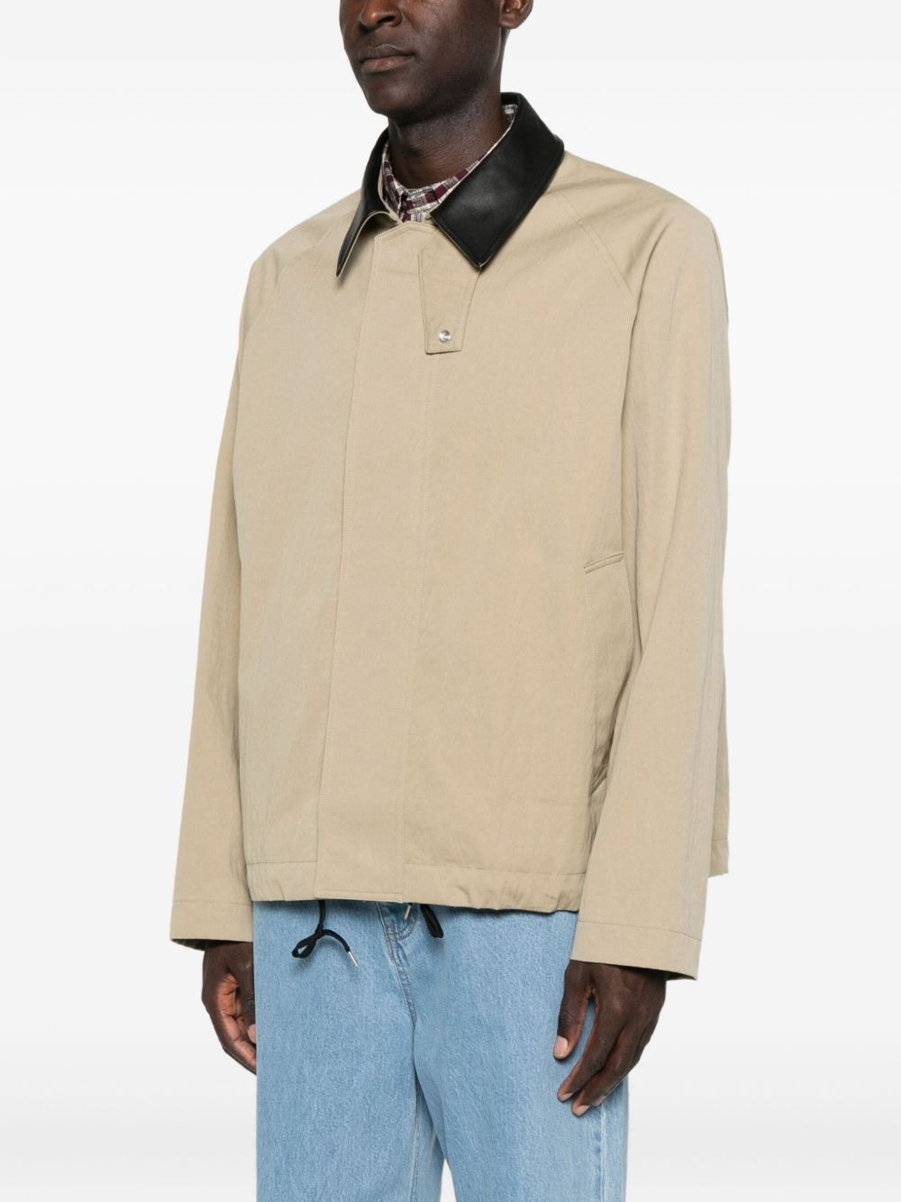 contrast-collar zip-up jacket - 3