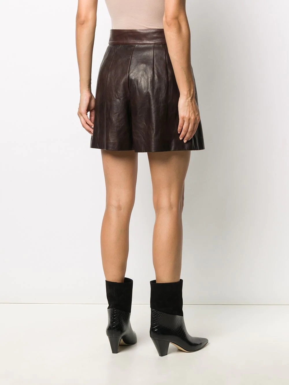 pleated leather shorts - 4