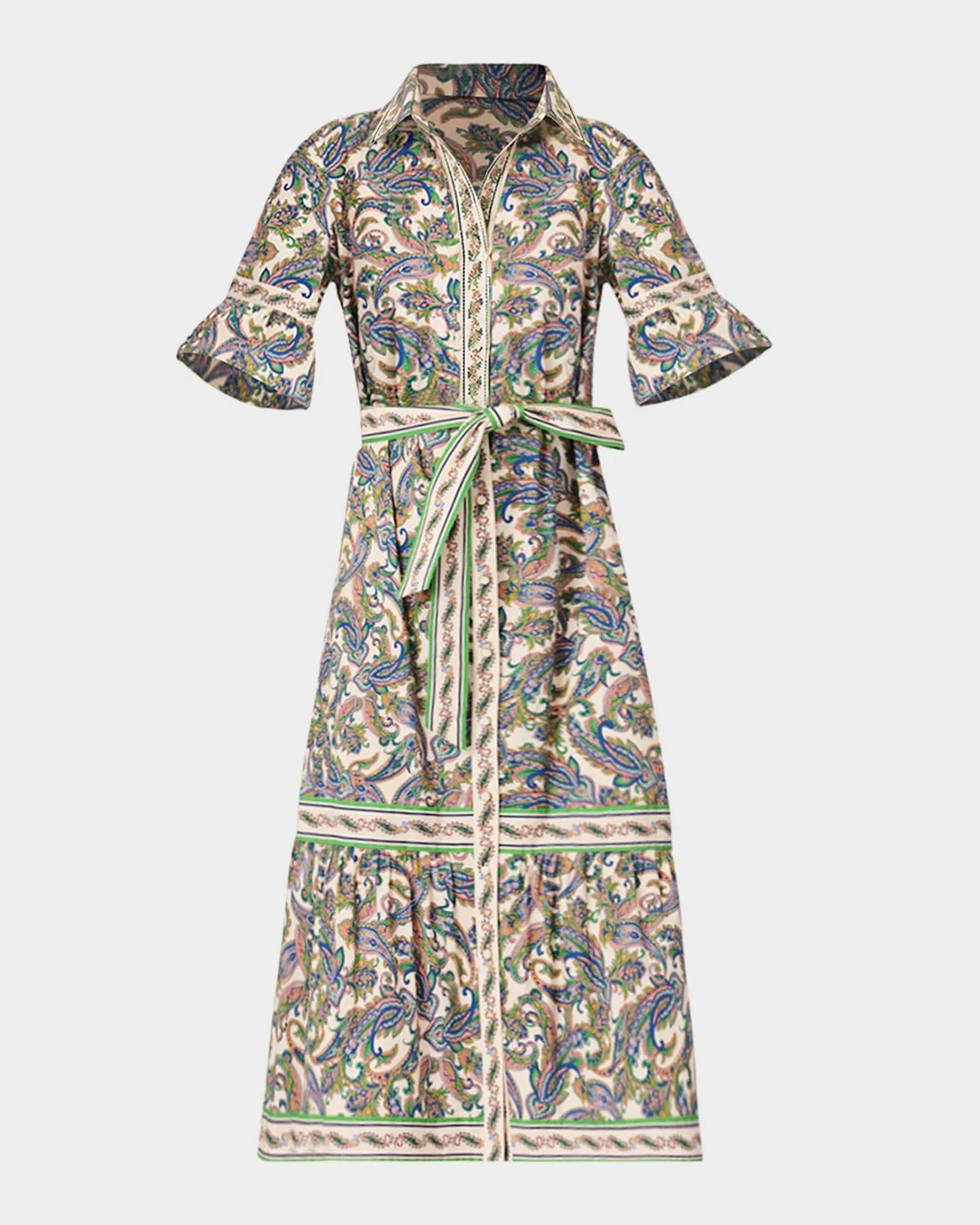 Alix Flounce Paisley-Print Midi Dress - 1