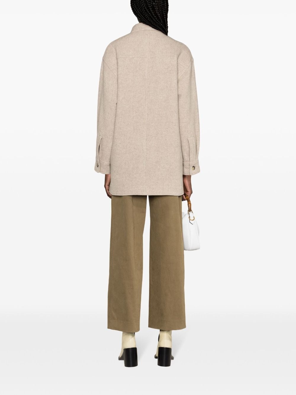 Harveli button-up brushed coat - 4