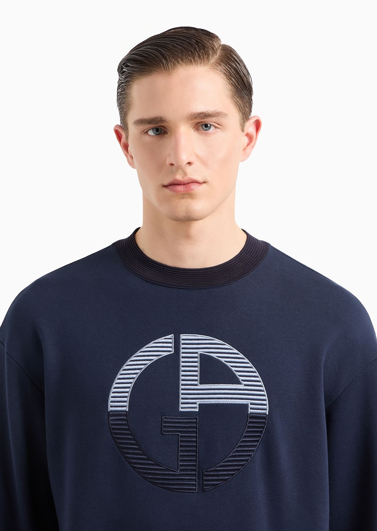 Cotton and cashmere crew-neck sweatshirt with oversized logo - 5