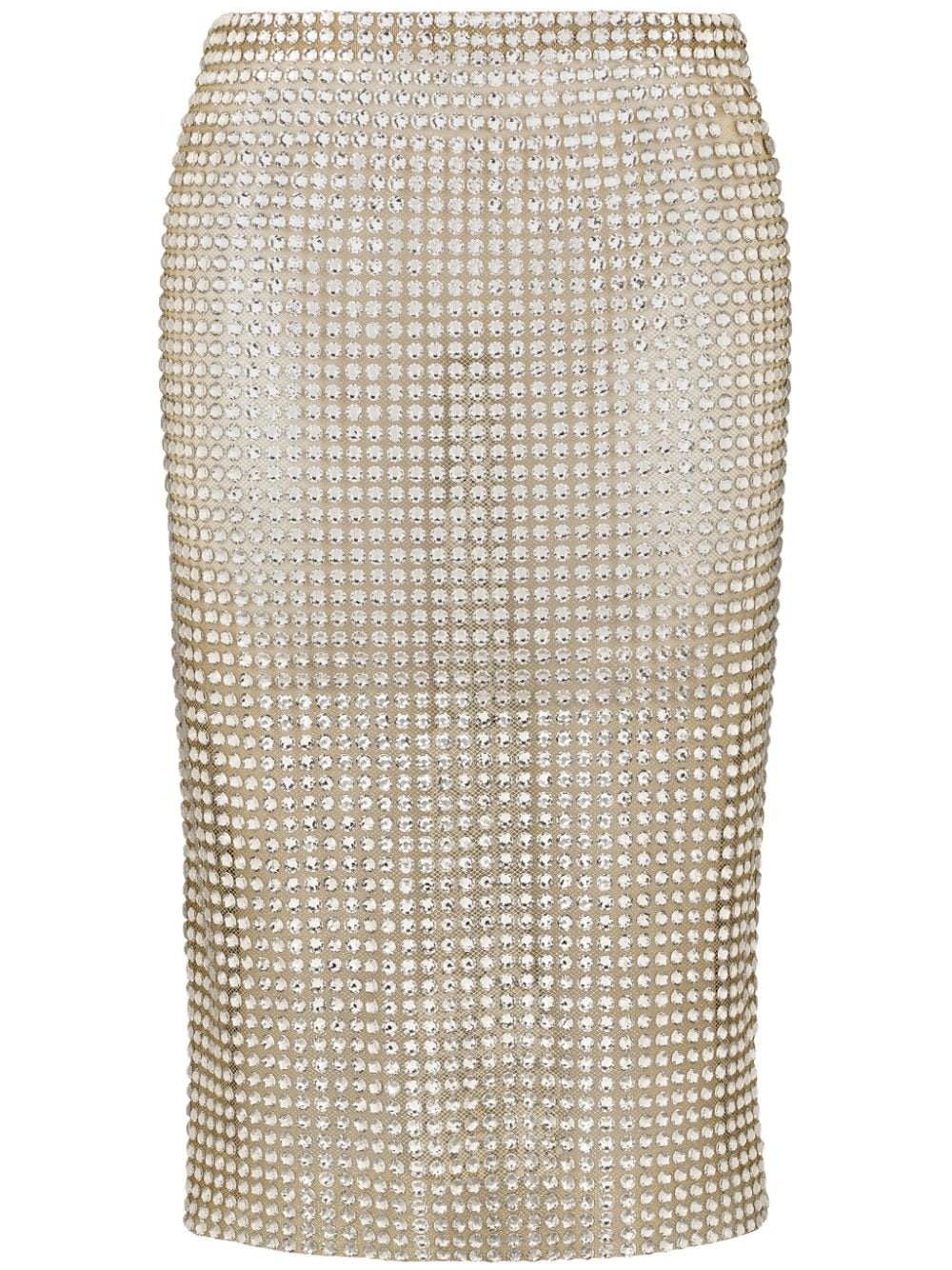 rhinestone mesh midi skirt - 1