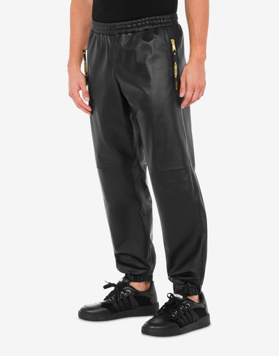 Moschino MINI LETTERING ZIP PULLER NAPPA LEATHER JOGGERS outlook