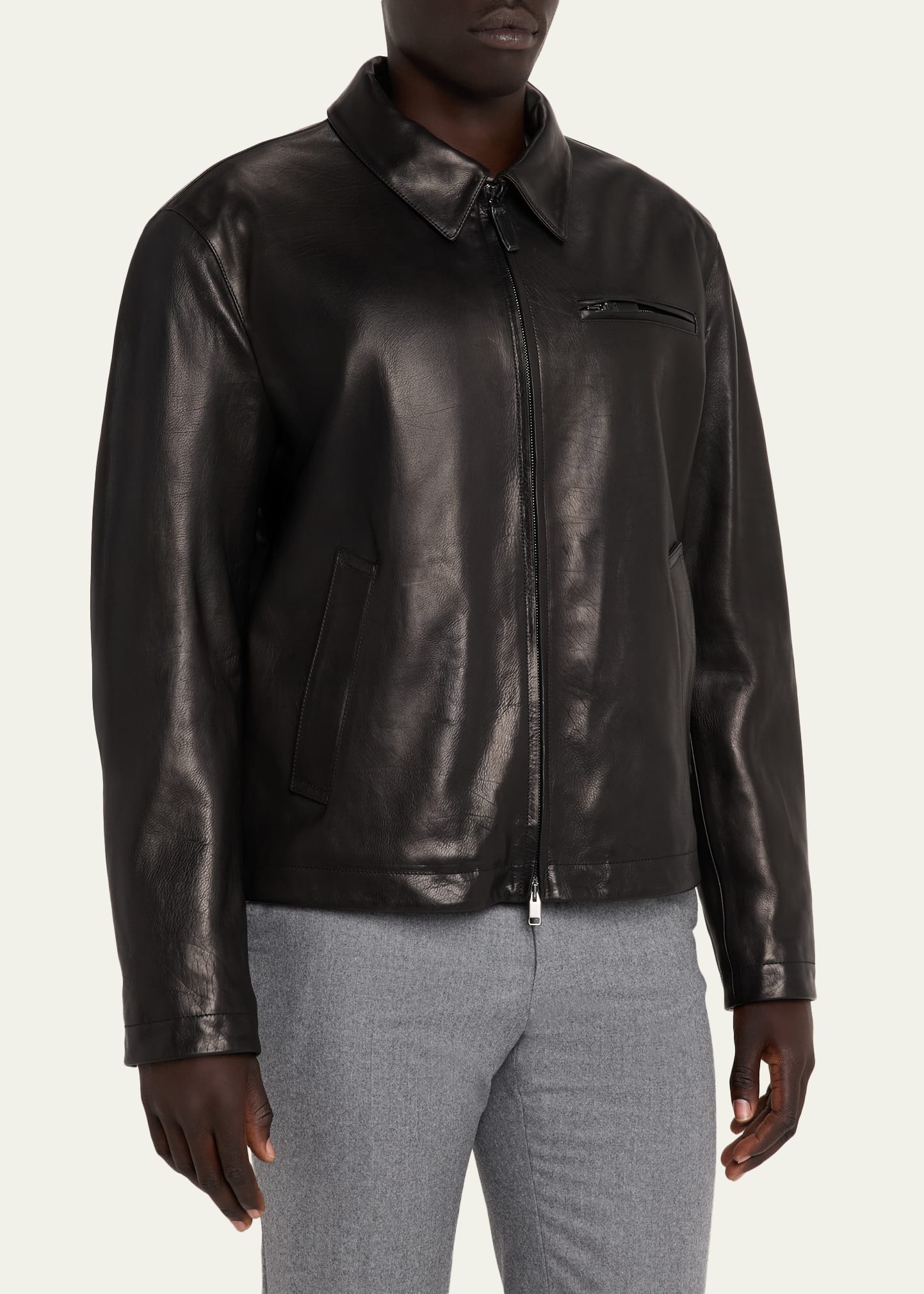 Men's Leather Moto Jacket - 4