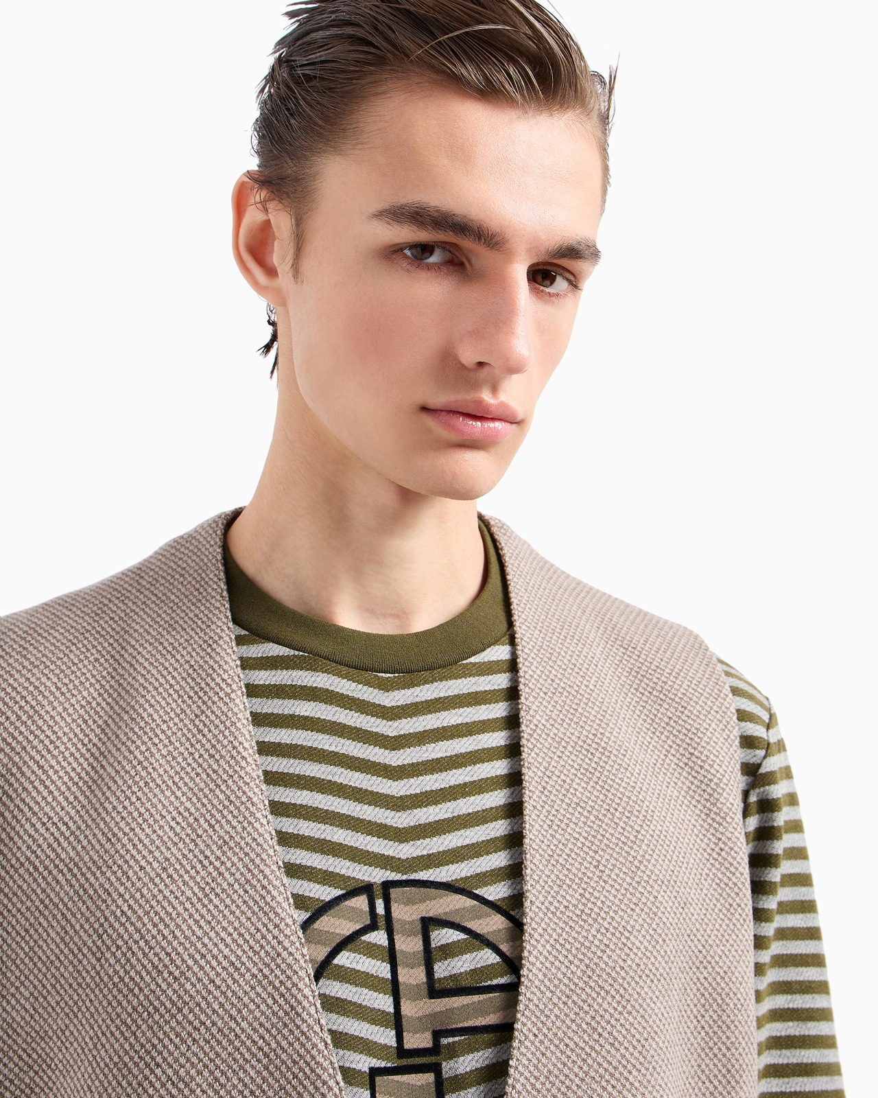 Chevron jacquard stretch viscose crew-neck T-shirt - 5