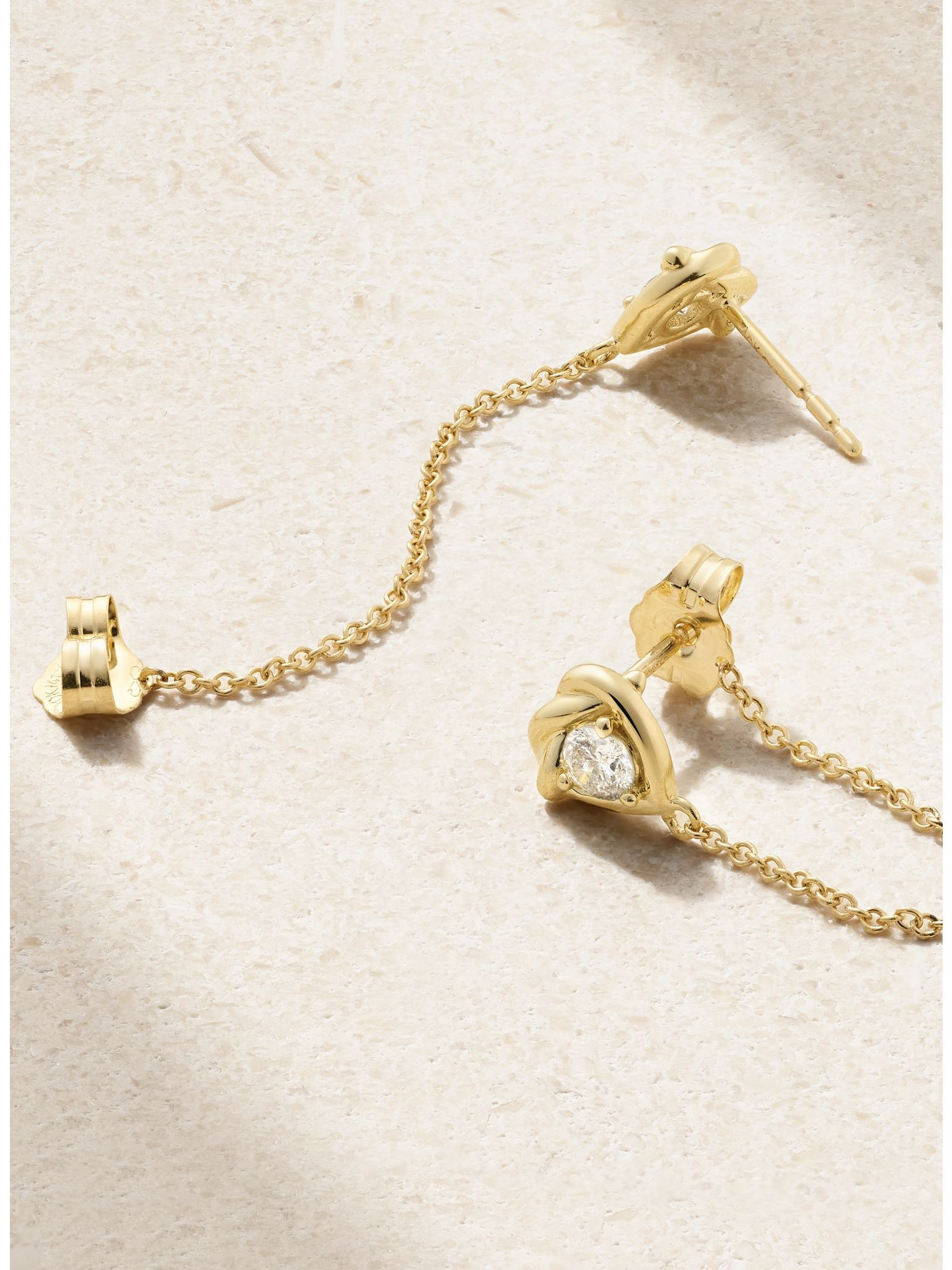 Tie The Knot 10-karat gold diamond earrings Gold - 3