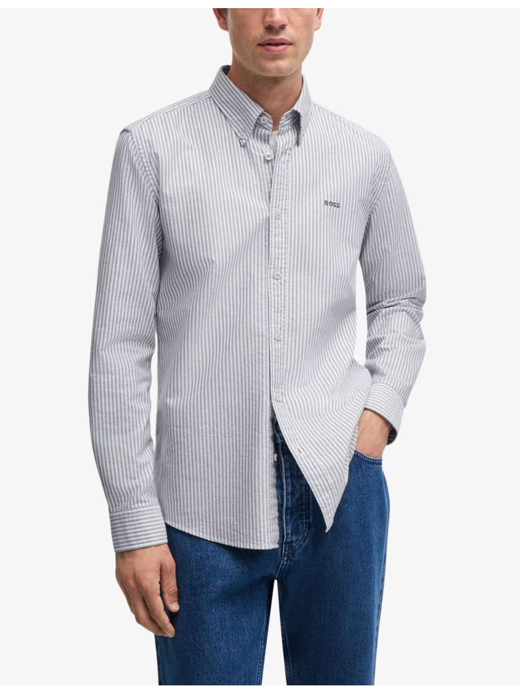 Slim-fit button-down Oxford-cotton shirt - 3