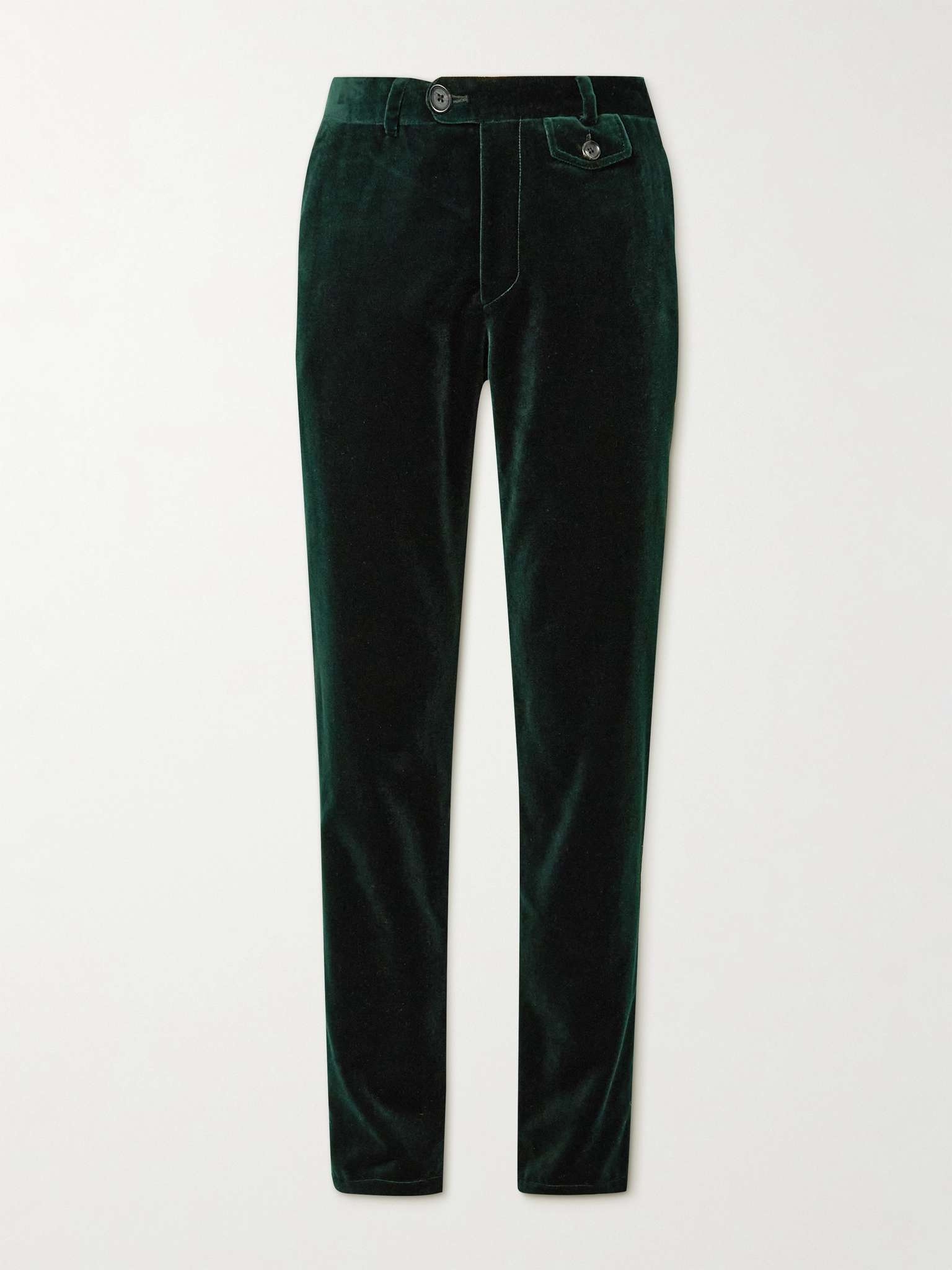 Fishtail Slim-Fit Cotton-Velvet Suit Trousers - 1