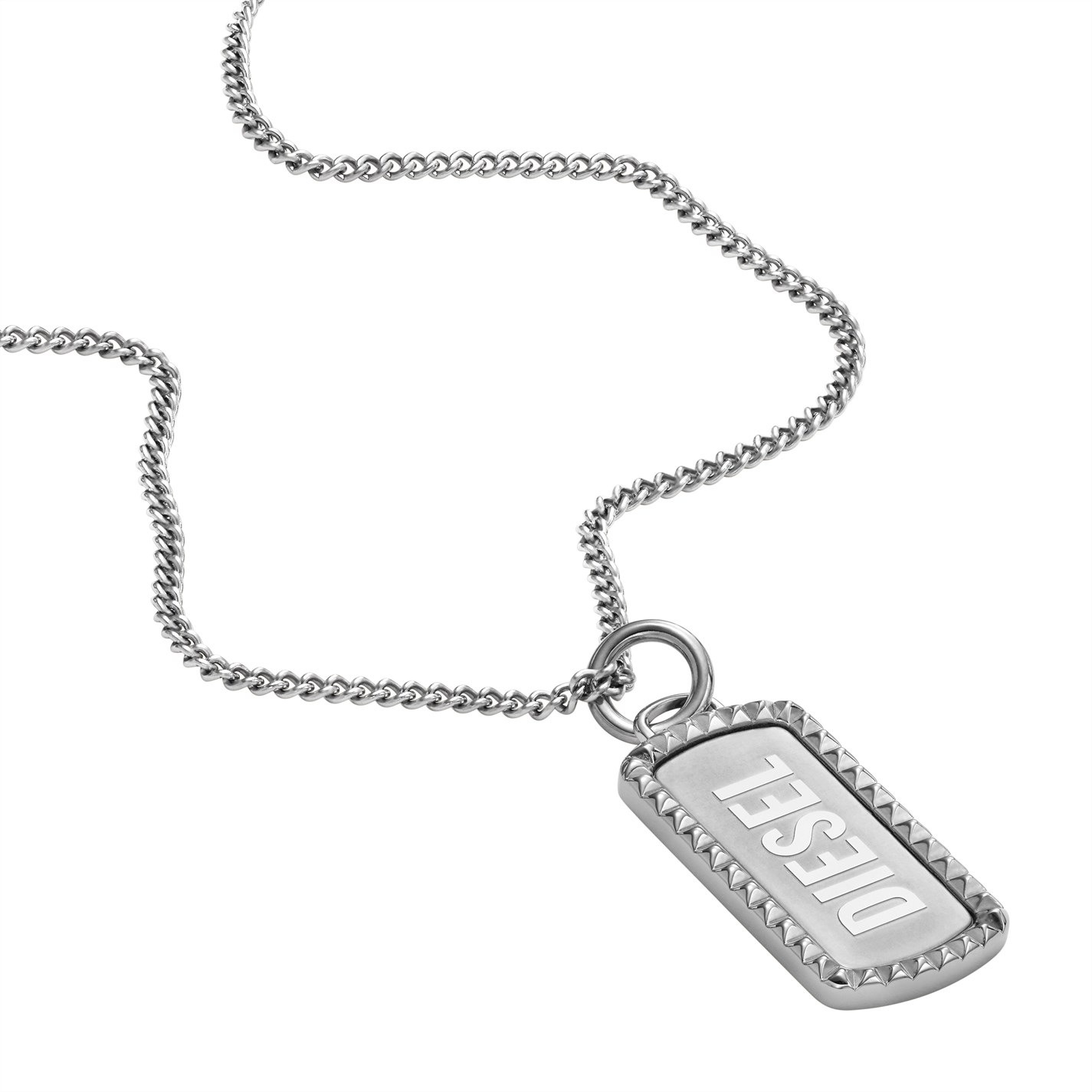 DIESEL STAINLESS STEEL DOG TAG NECKLACE - 1