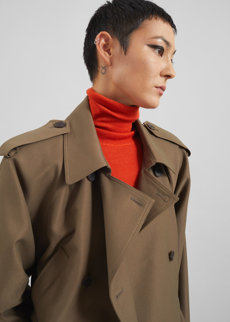 Kinsley Cropped Trench Jacket - Brown 8