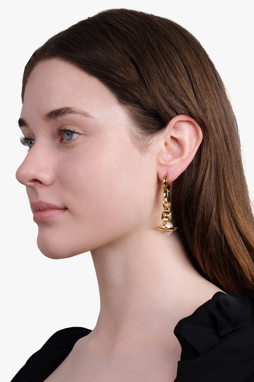 CLAUDE MISMATCH ORB/PEARL EARRINGS | GOLD/WHITE - 3