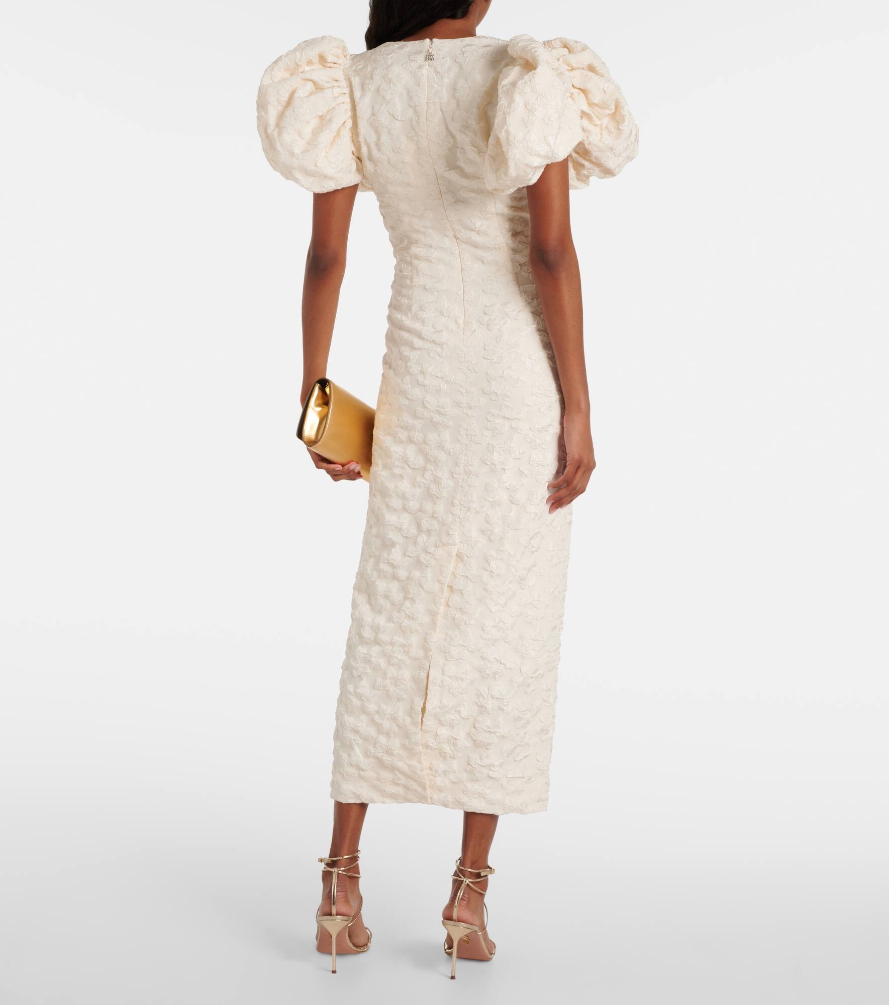 Bridal floral jacquard midi dress - 3