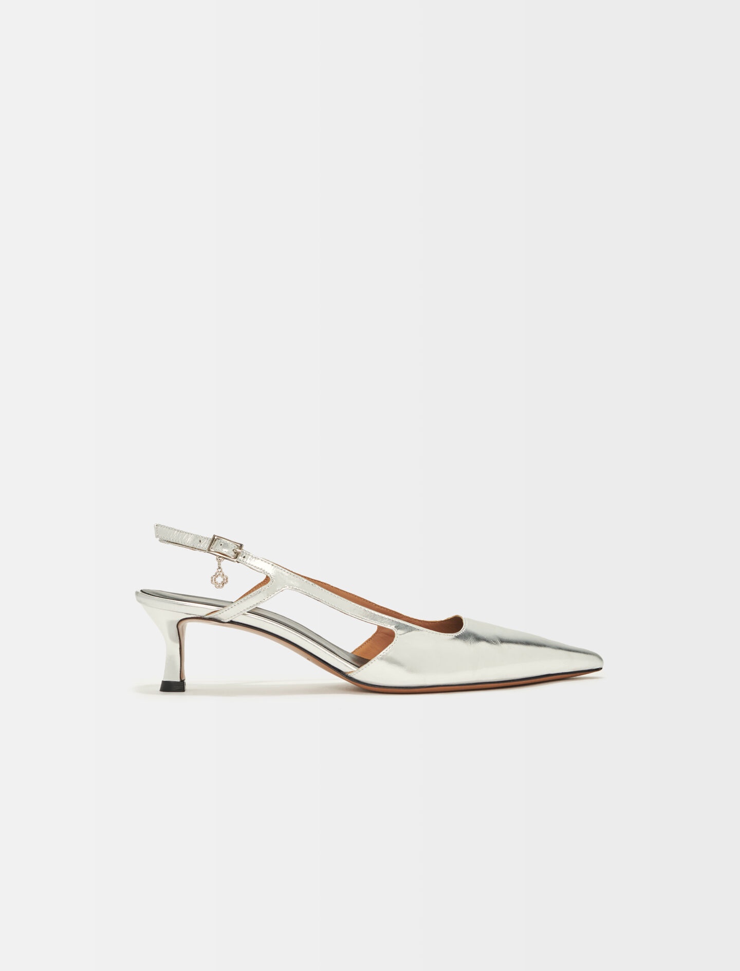 Silver leather strappy heels - 6