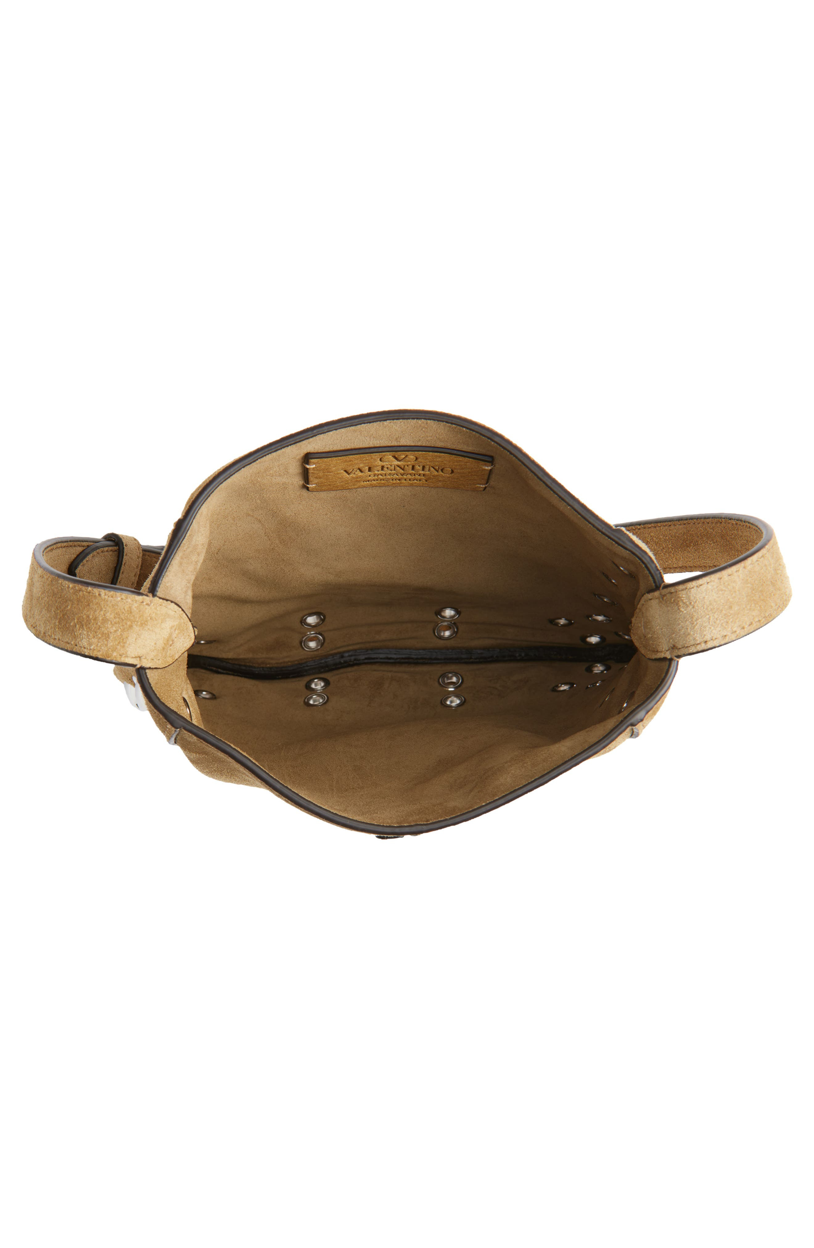 Valentino Garavani Small Nellcôte Fringed Studded Suede Crossbody Bag in Beige at Nordstrom - 3