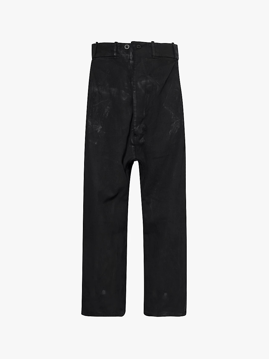 Pleat-front relaxed-fit stretch-cotton trousers - 1