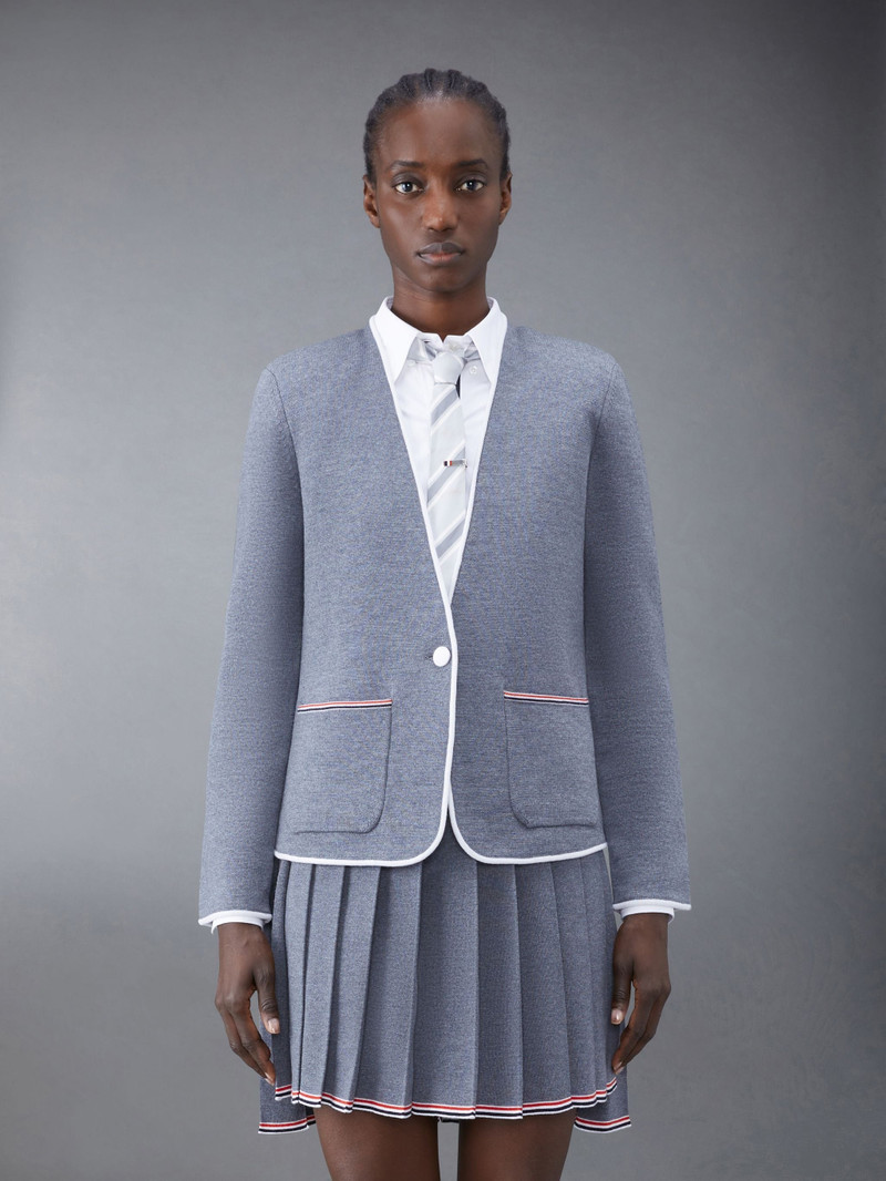 Double Face Merino Wool Tipping Collarless Jacket 1