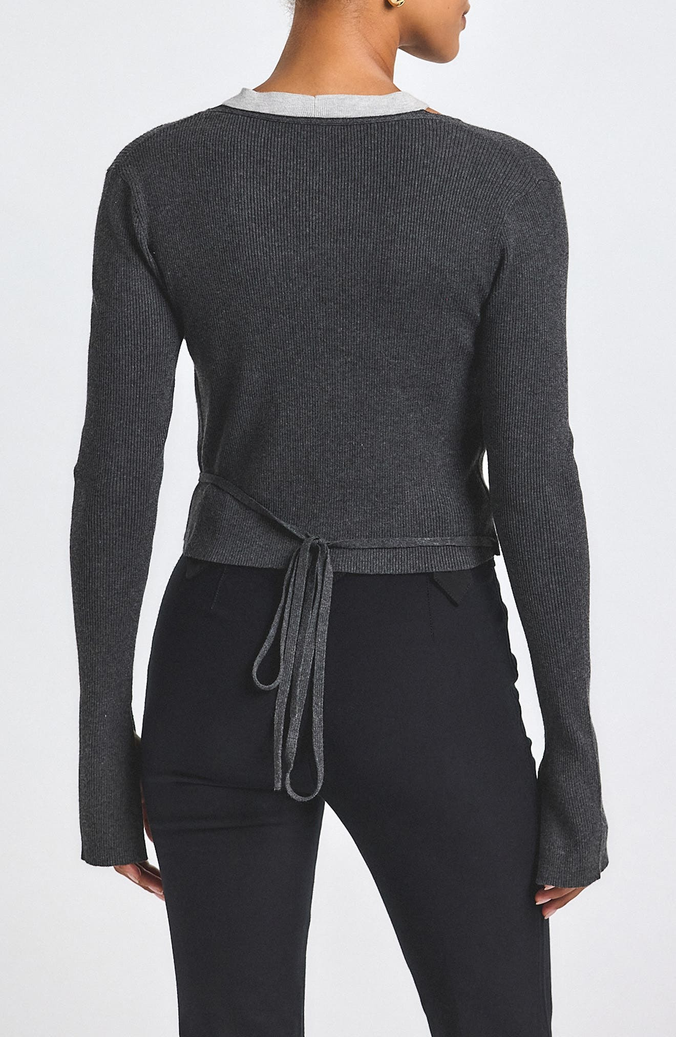 Derek Lam 10 Crosby Maren Wrap Cardigan in Grey Combo at Nordstrom - 2