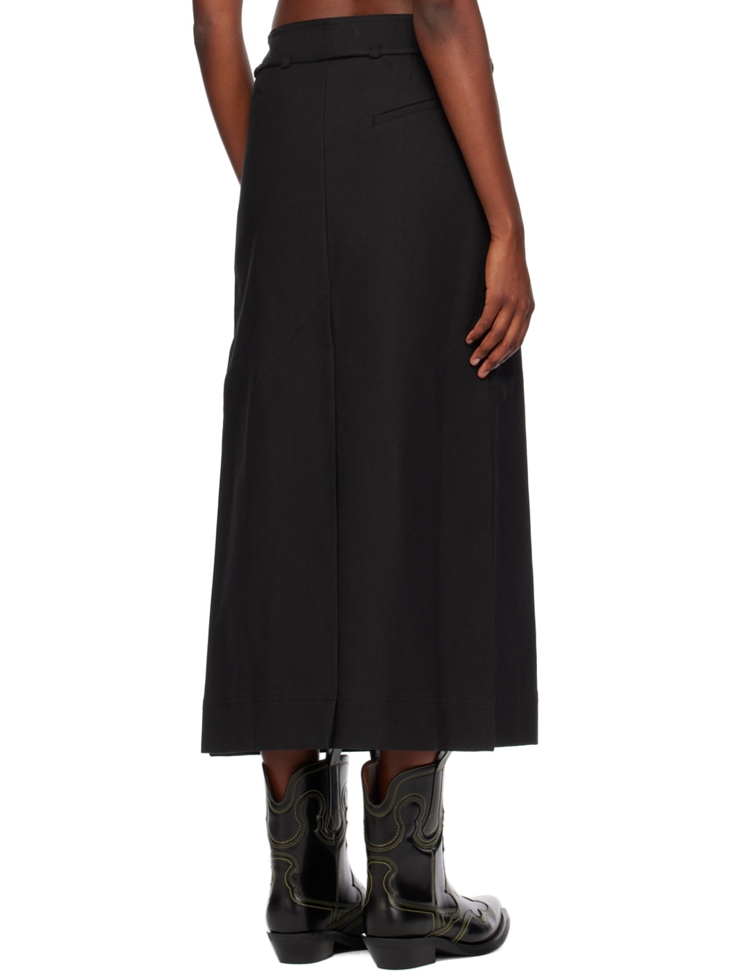 Black Slit Maxi Skirt - 3