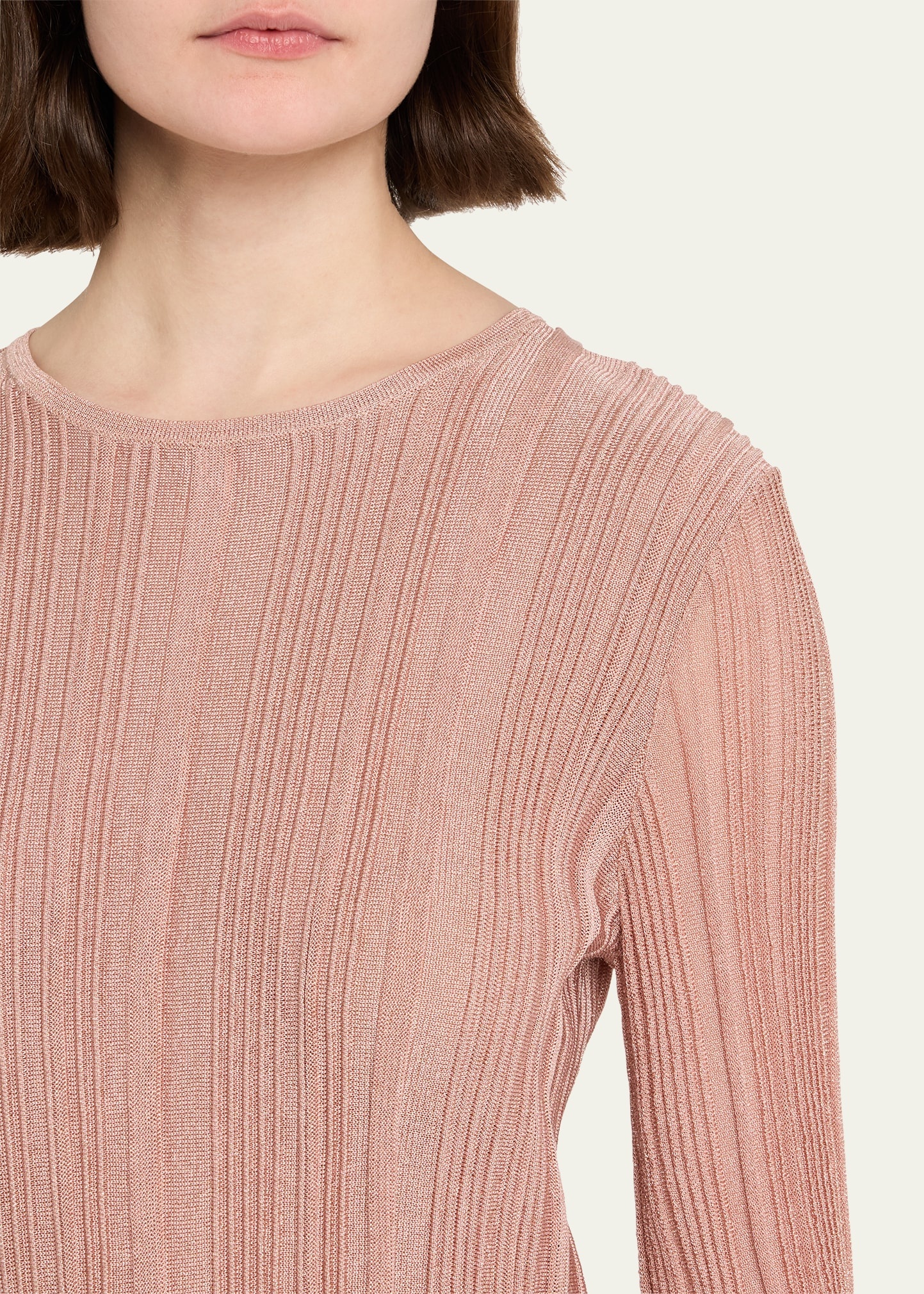 Lucky Long-Sleeve Metallic Top - 5