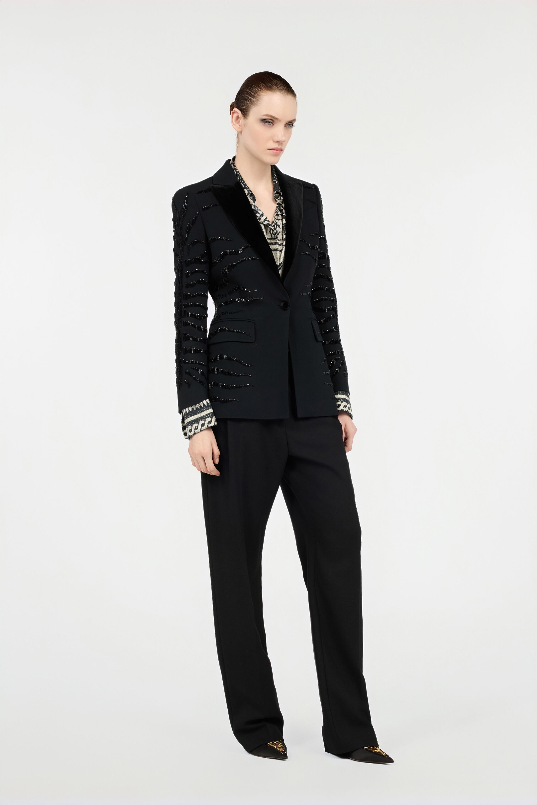 Black Jacket with Zebra Sequin Pattern - 3