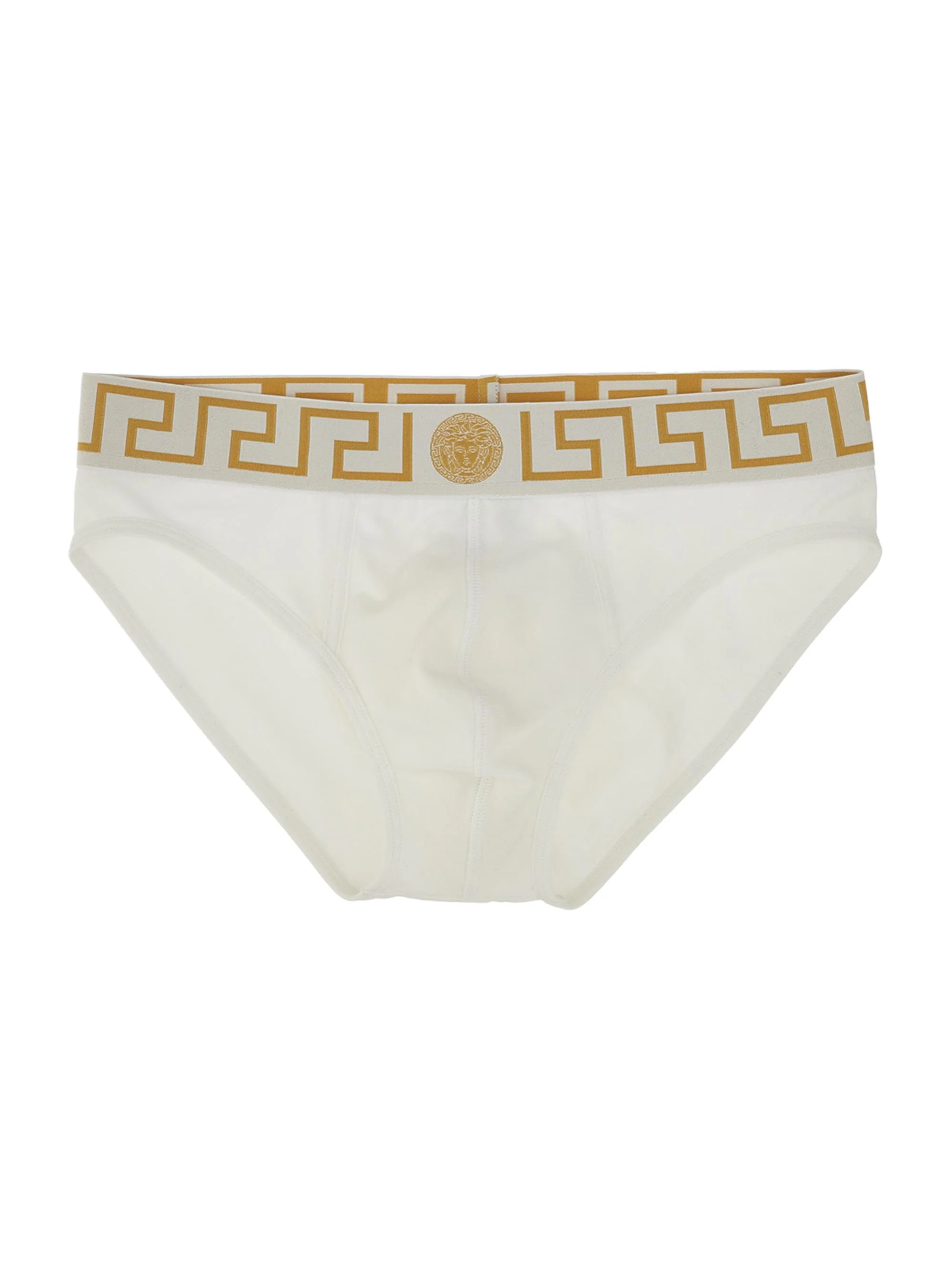 Men's Medusa Key Jersey Briefs - White Greek Gold - 1
