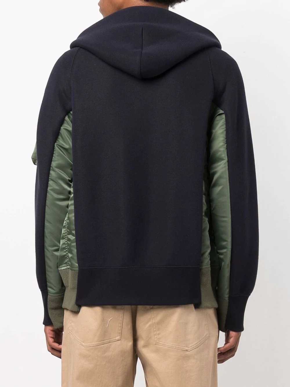 contrast-panel zip-up hoodie - 5