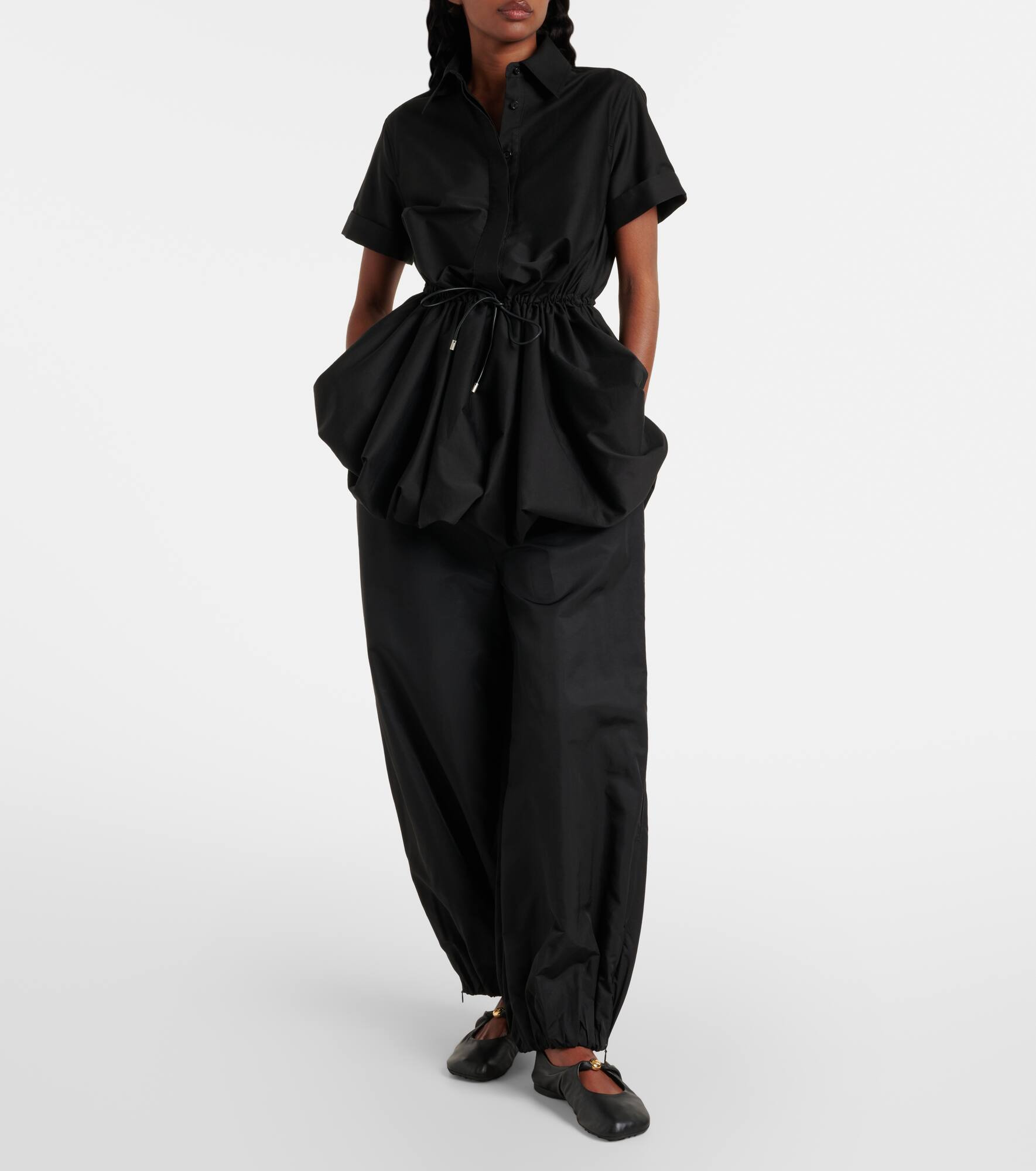 Balloon cotton and silk gabardine minidress - 7