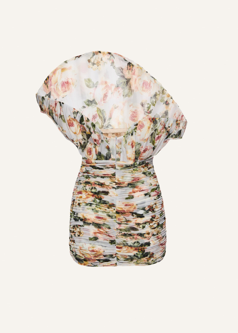 One-shoulder fan mini dress in floral print 2
