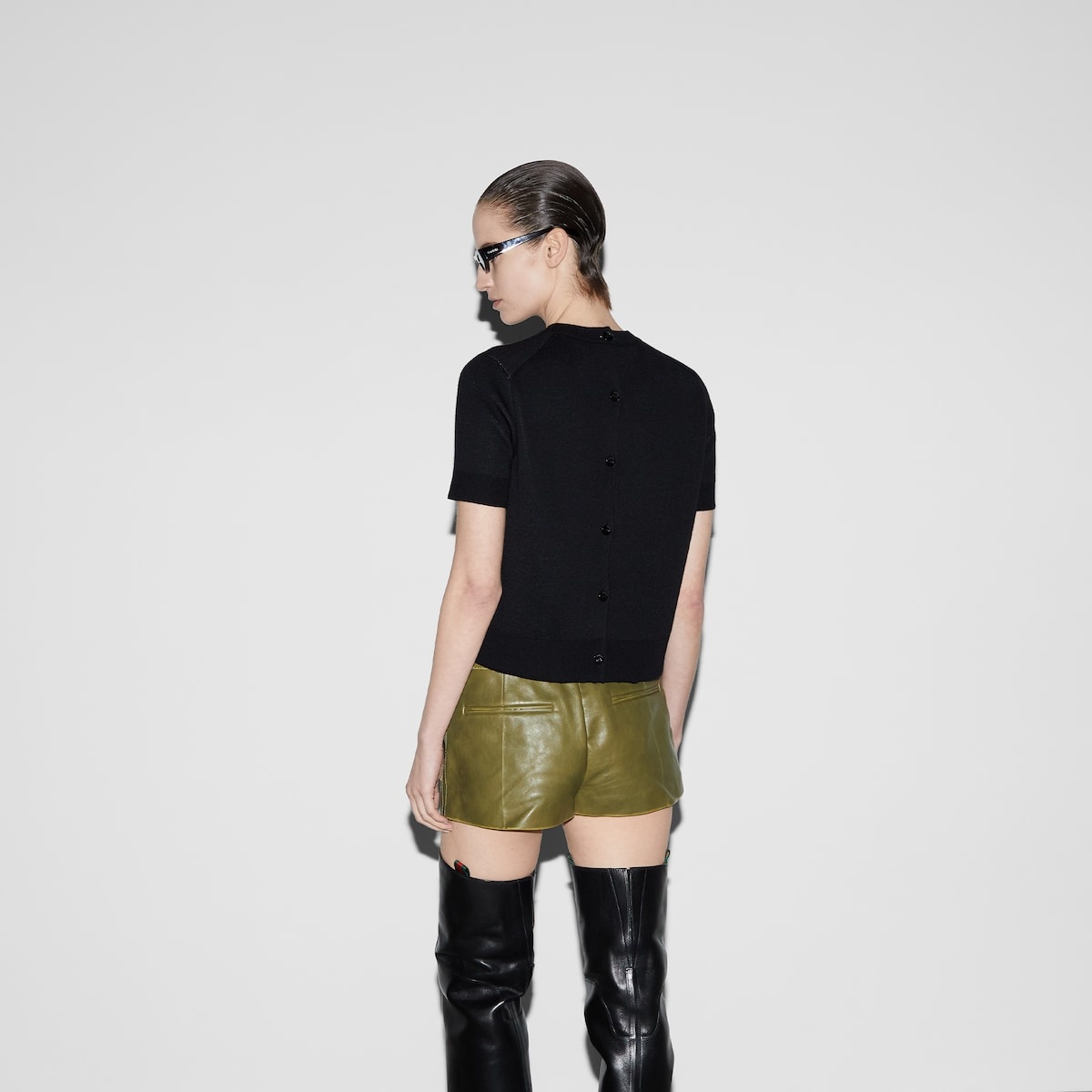 Wool top with Gucci intarsia - 4