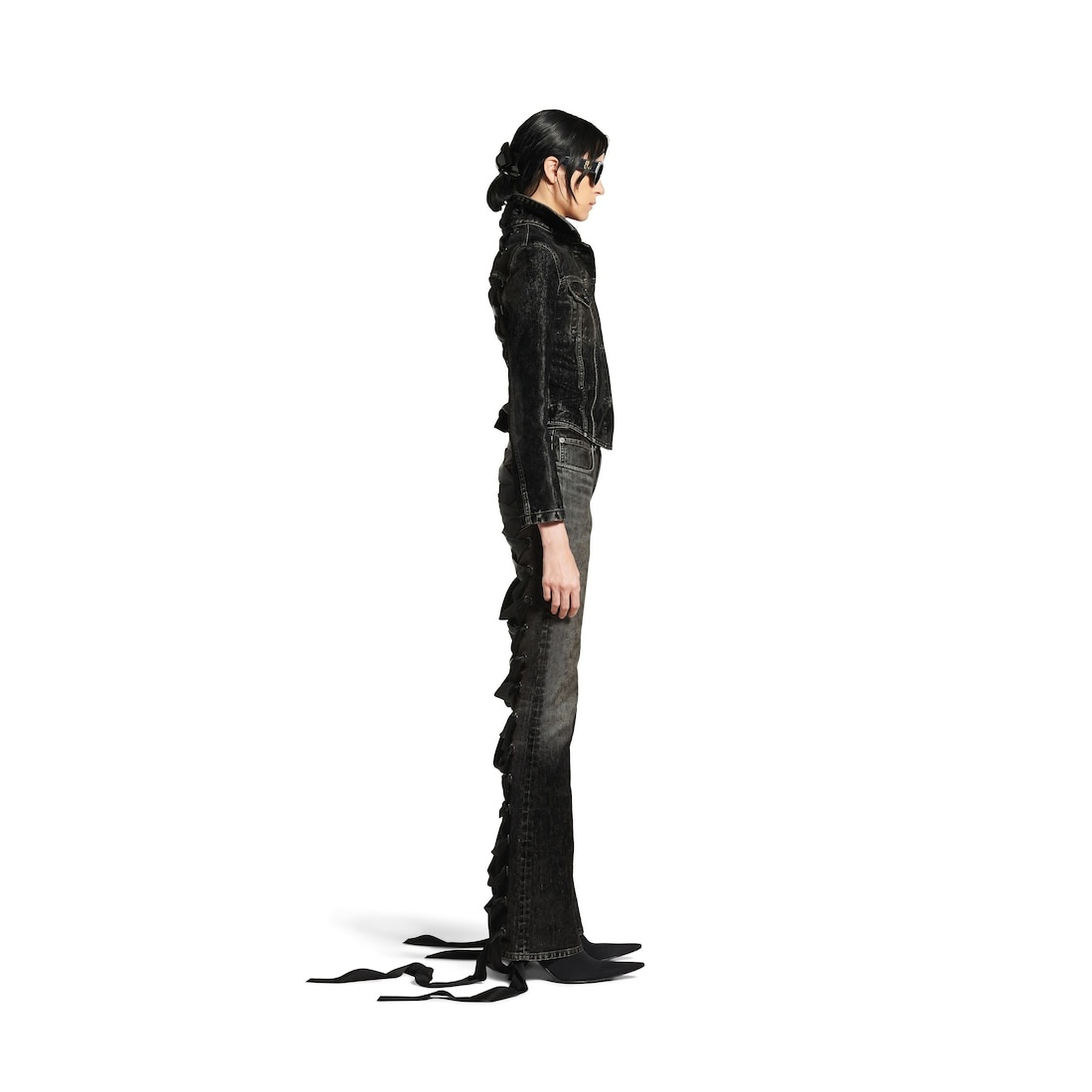 Women's Lace-up Jacket in Black - 3