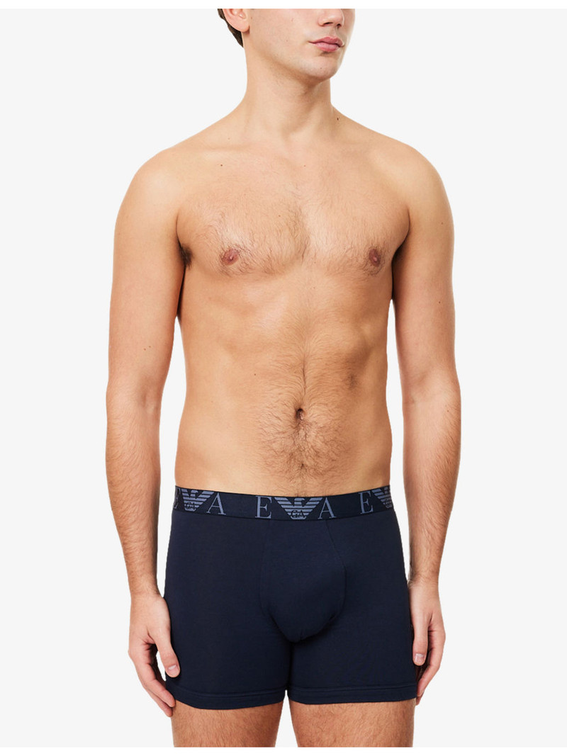 EMPORIO ARMANI Monogram-Logo Pack Of Three Cotton-Jersey Boxers outlook