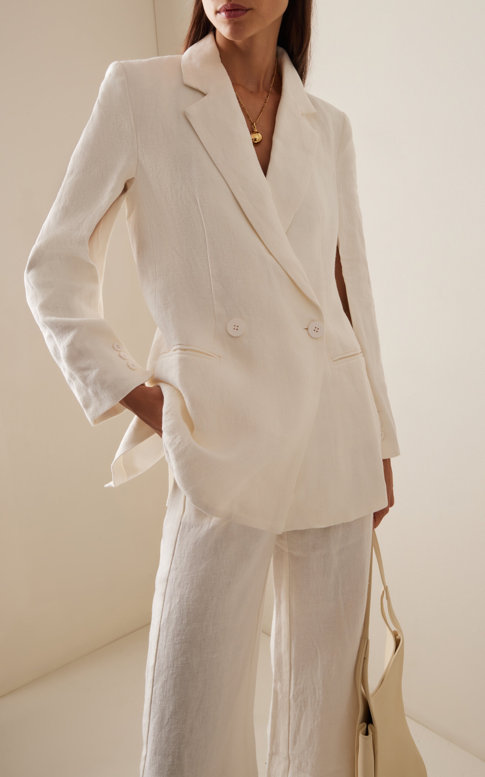 Linen Split-Sleeve Blazer ivory - 2