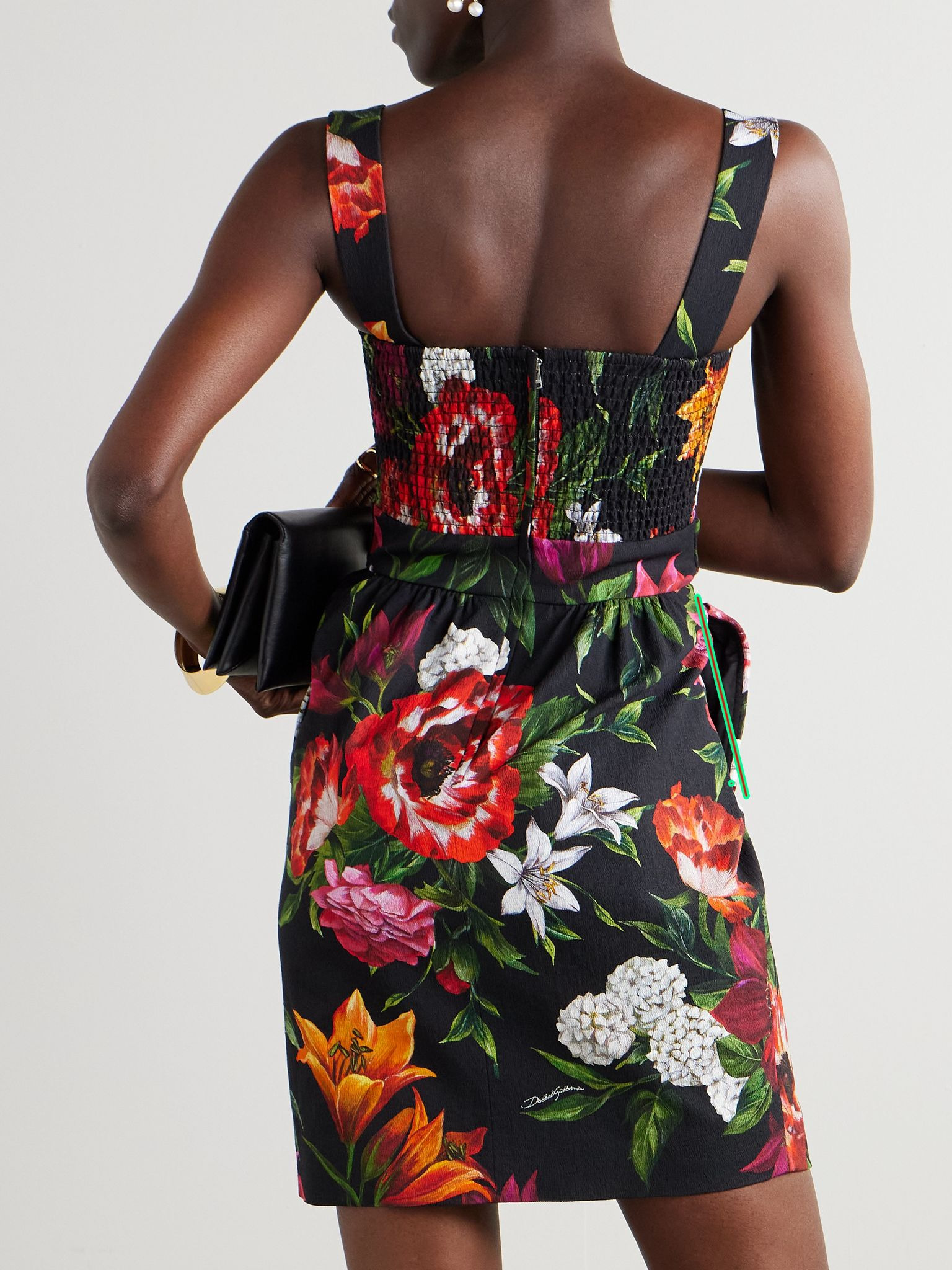 Floral-print woven mini dress Black - 3
