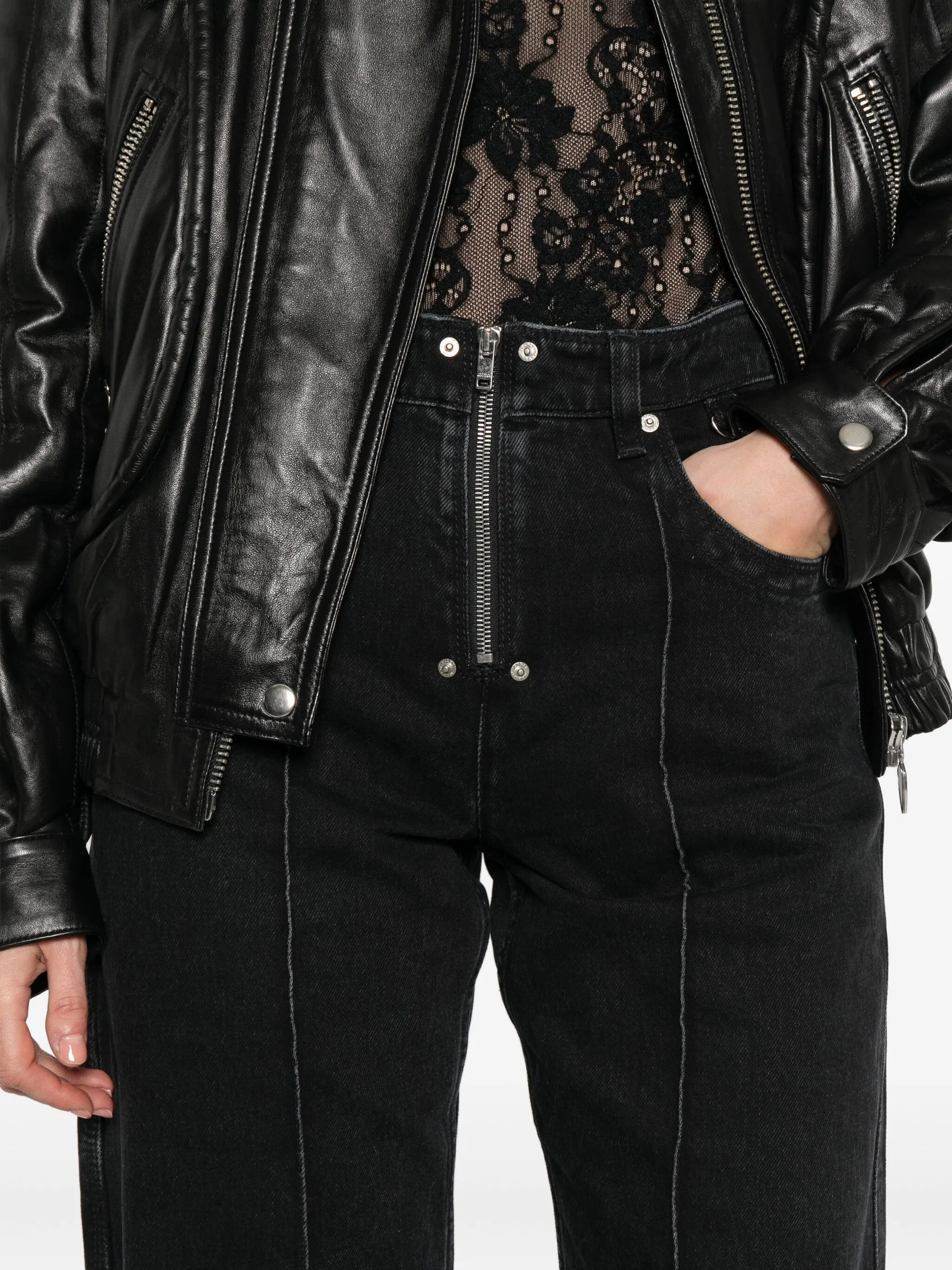 Stely zip-fly panelled jeans - 5