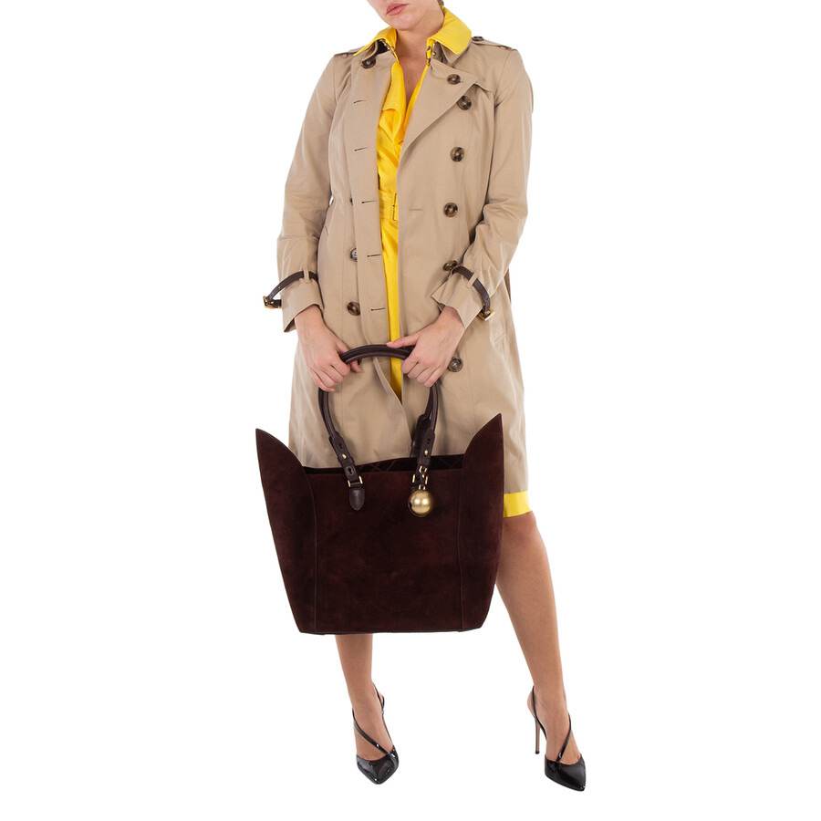 Burberry Ladies Suede Medium Shield Top Handles Tote - 2