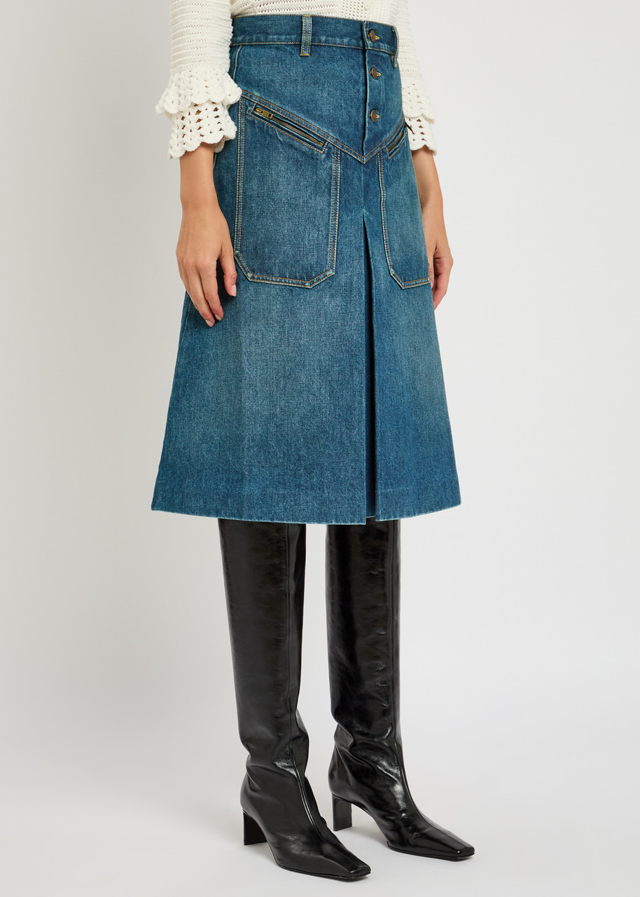 Chloe Panelled Denim Midi Skirt - 2