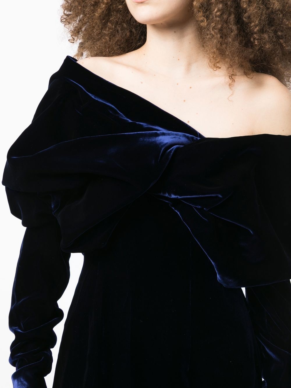 ruched-detailing velvet minidress - 5