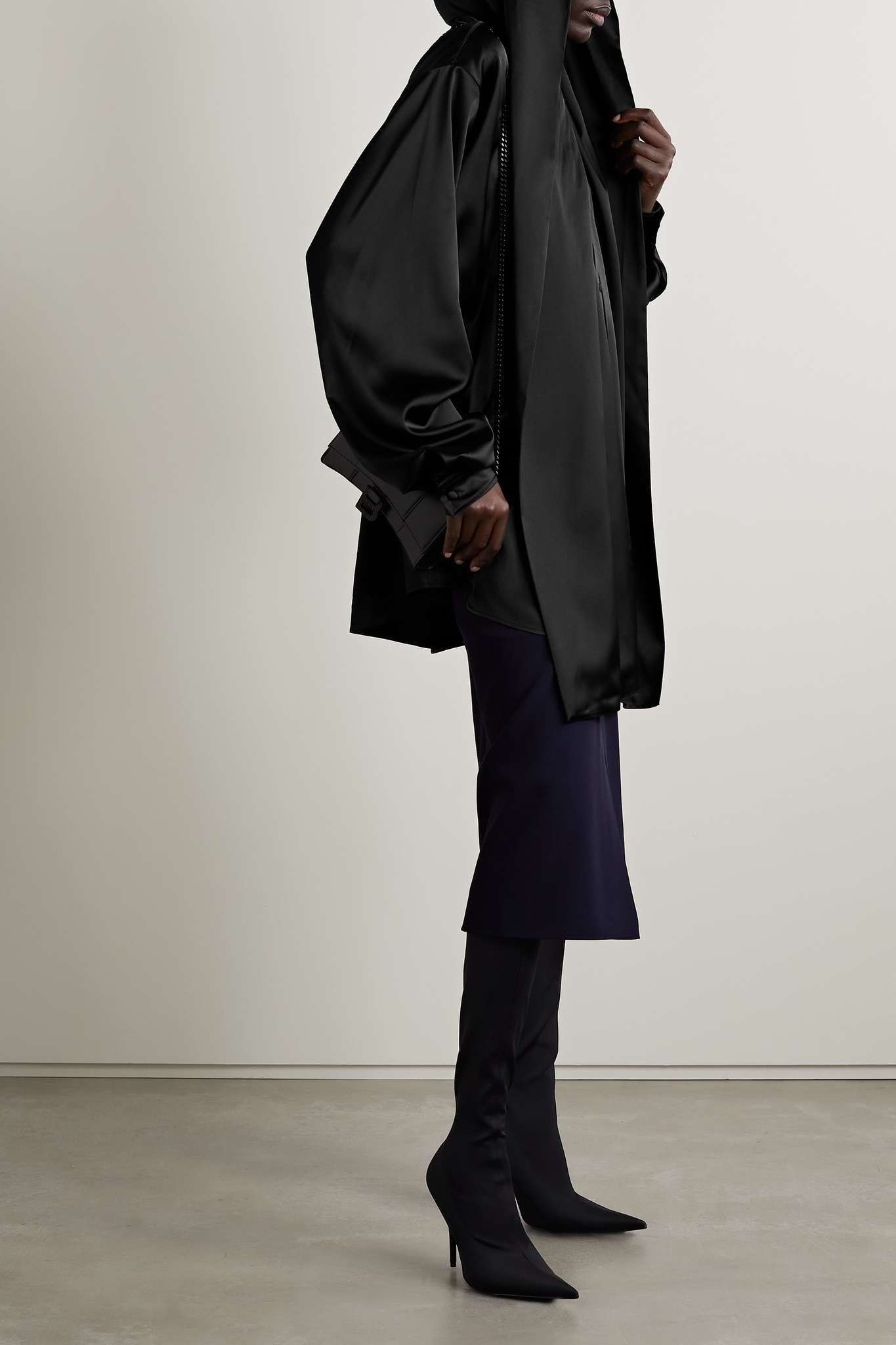 Hooded duchesse-satin blouse - 5