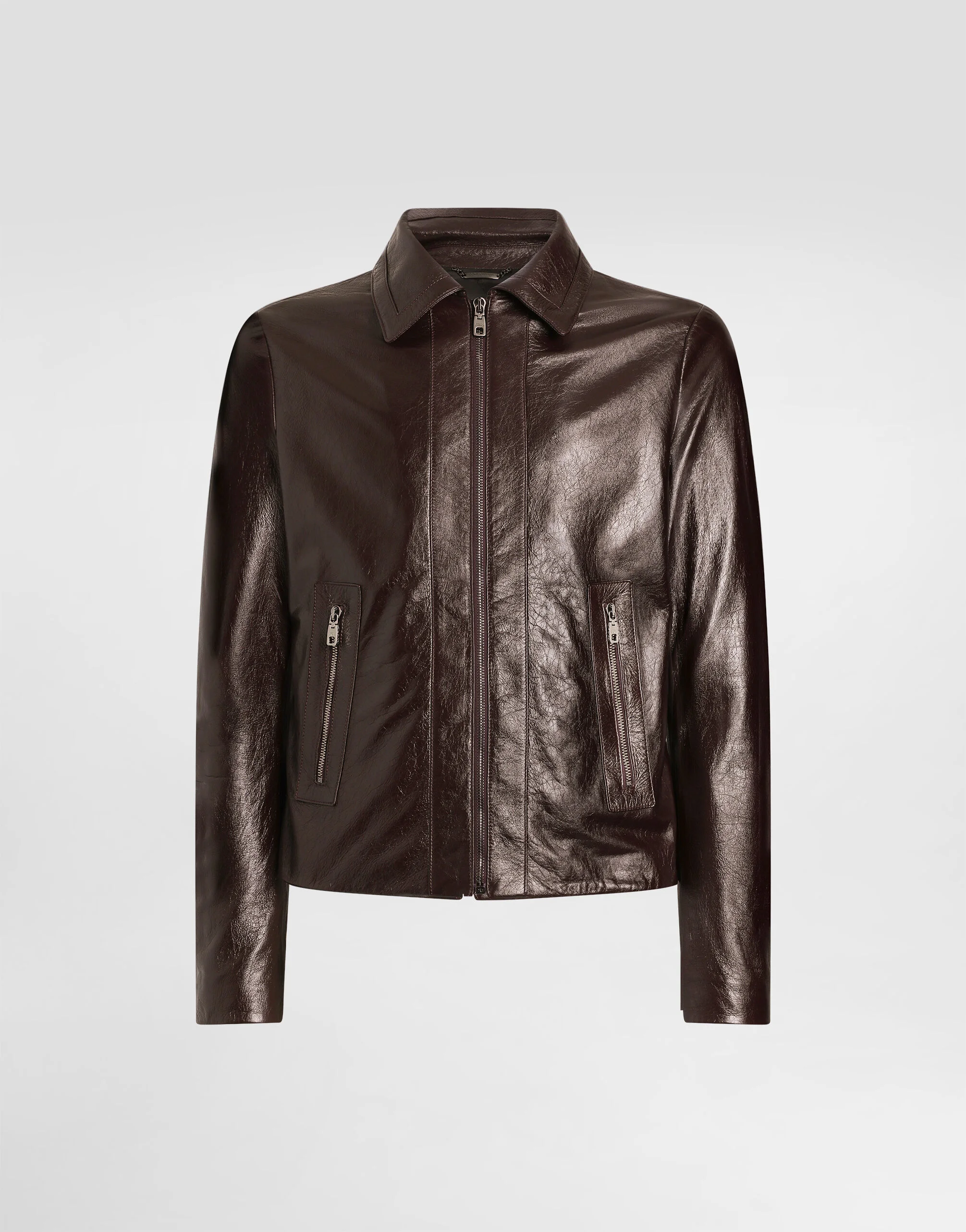 Intarsia leather jacket - 1